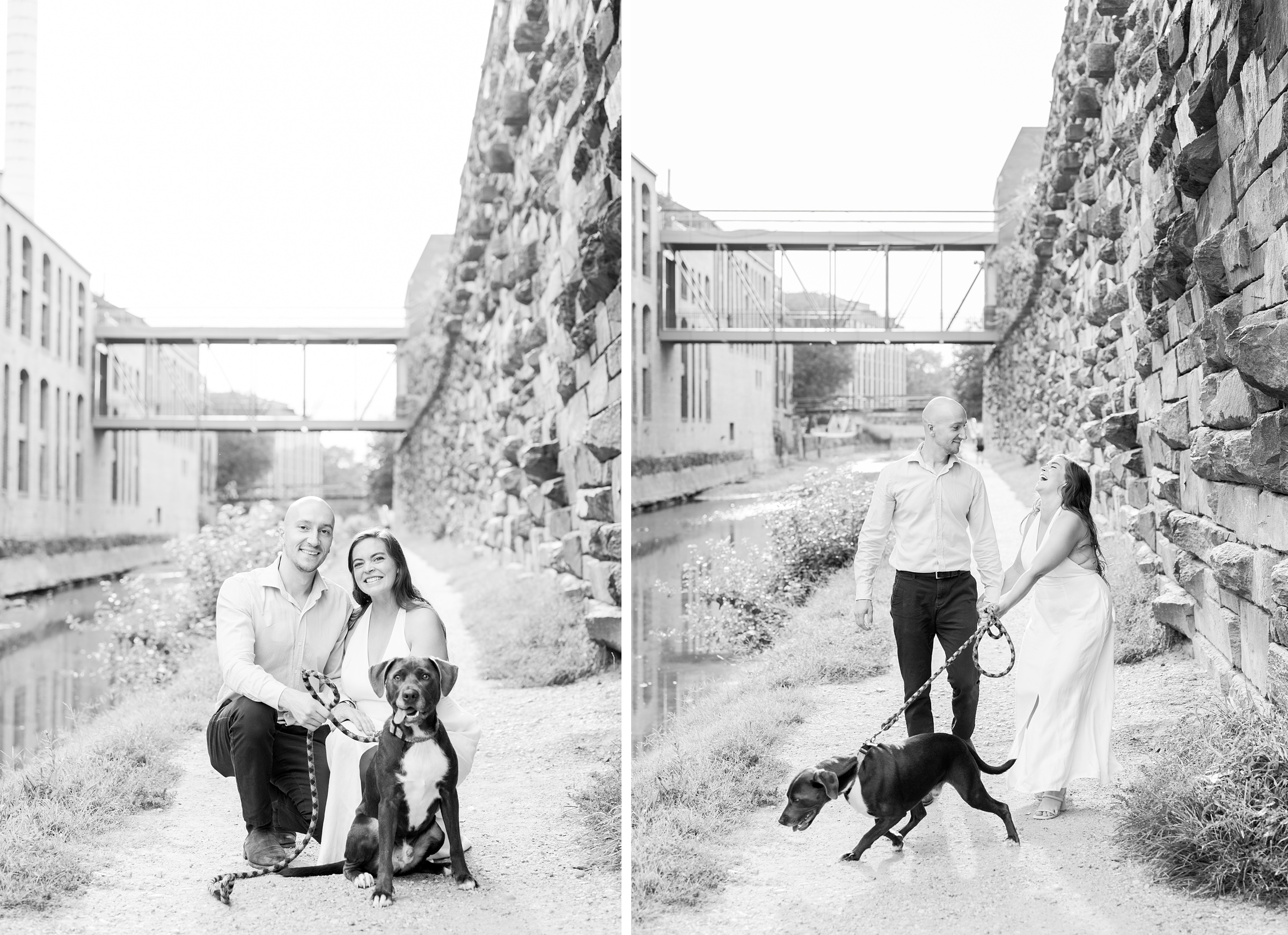 Engaged coupled at the Georgetown Canal for their summer engagement session photographed by Baltimore Wedding Photographer Cait Kramer.