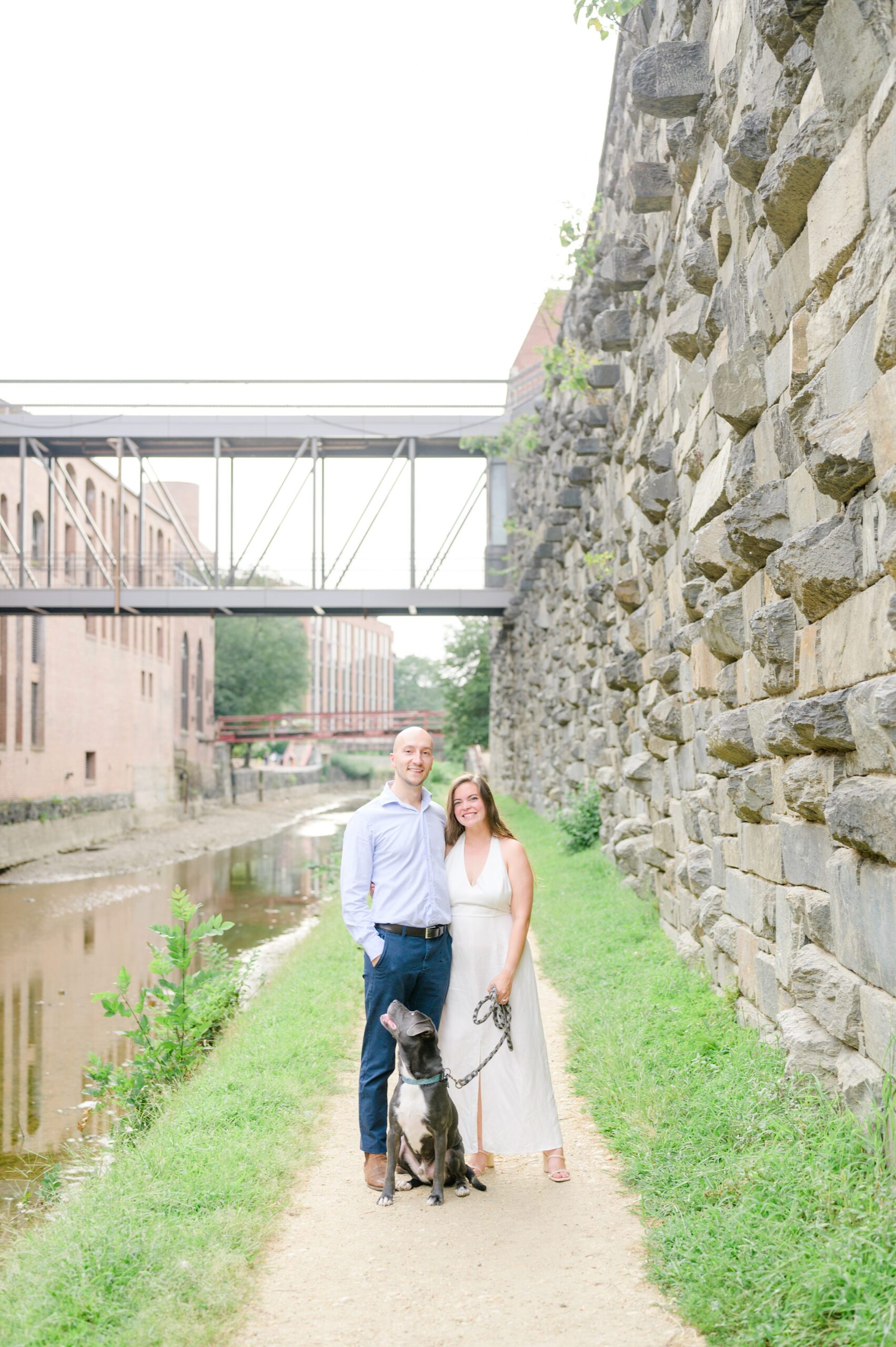 Engaged coupled at the Georgetown Canal for their summer engagement session photographed by Baltimore Wedding Photographer Cait Kramer.