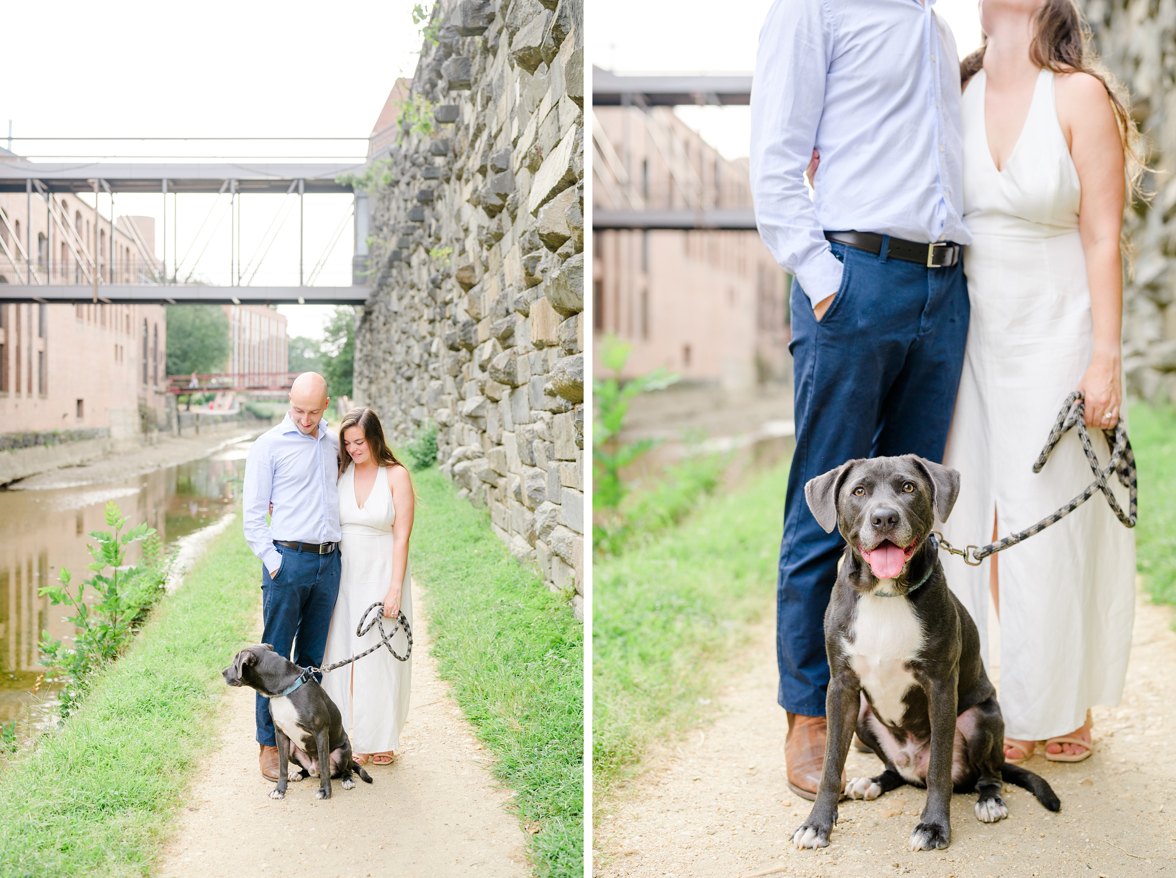 Engaged coupled at the Georgetown Canal for their summer engagement session photographed by Baltimore Wedding Photographer Cait Kramer.