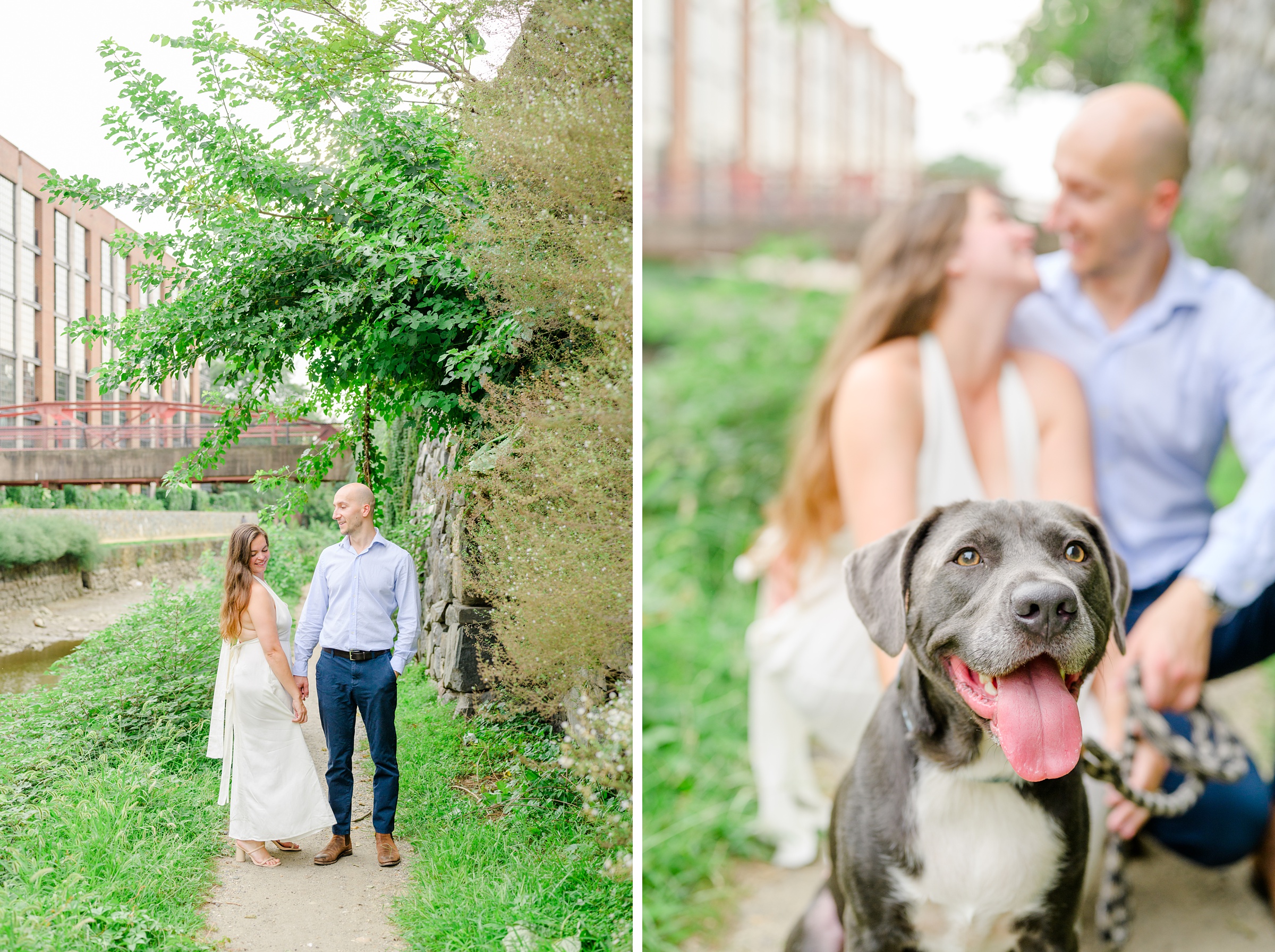 Engaged coupled at the Georgetown Canal for their summer engagement session photographed by Baltimore Wedding Photographer Cait Kramer.