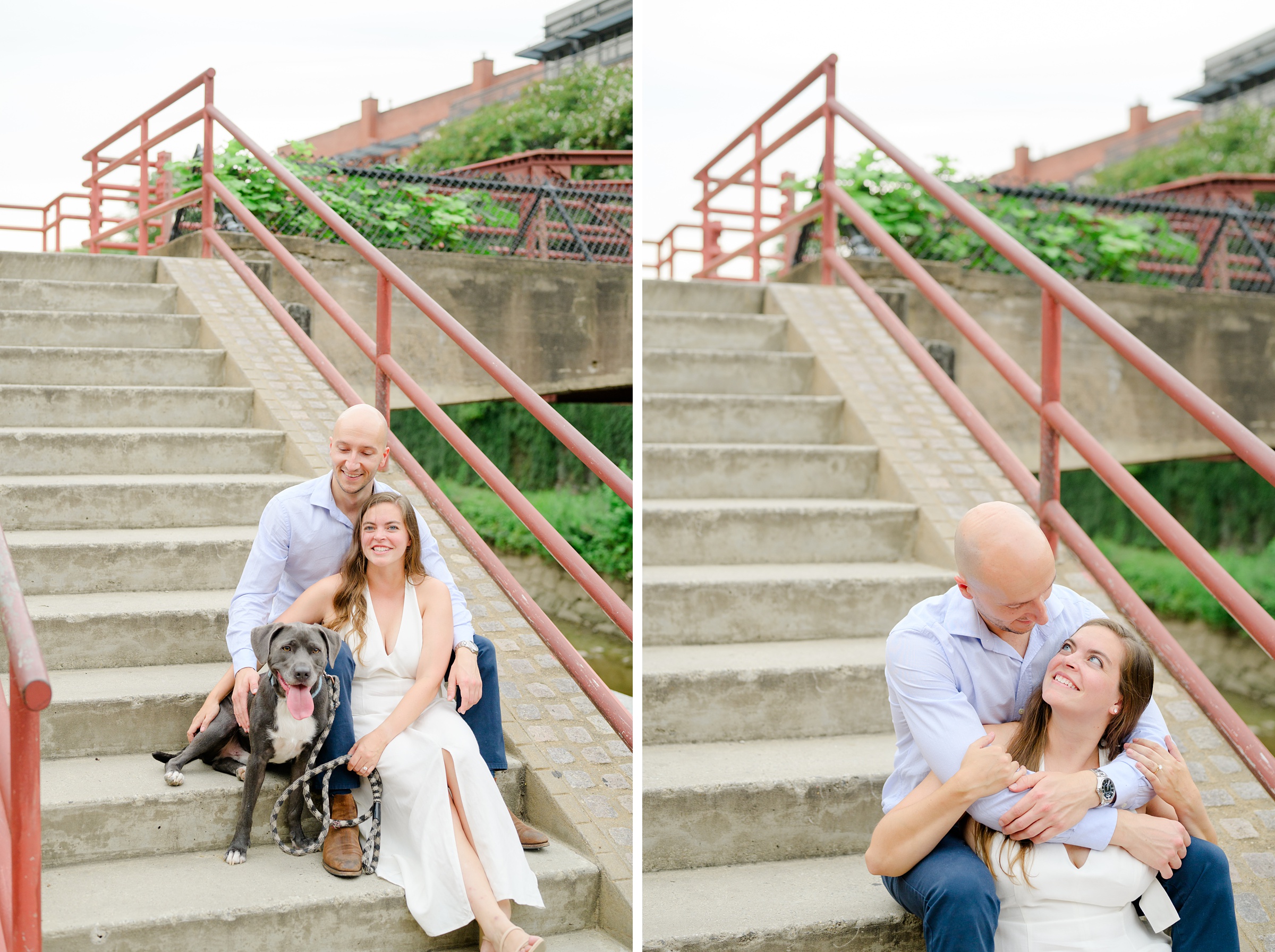 Engaged coupled at the Georgetown Canal for their summer engagement session photographed by Baltimore Wedding Photographer Cait Kramer.