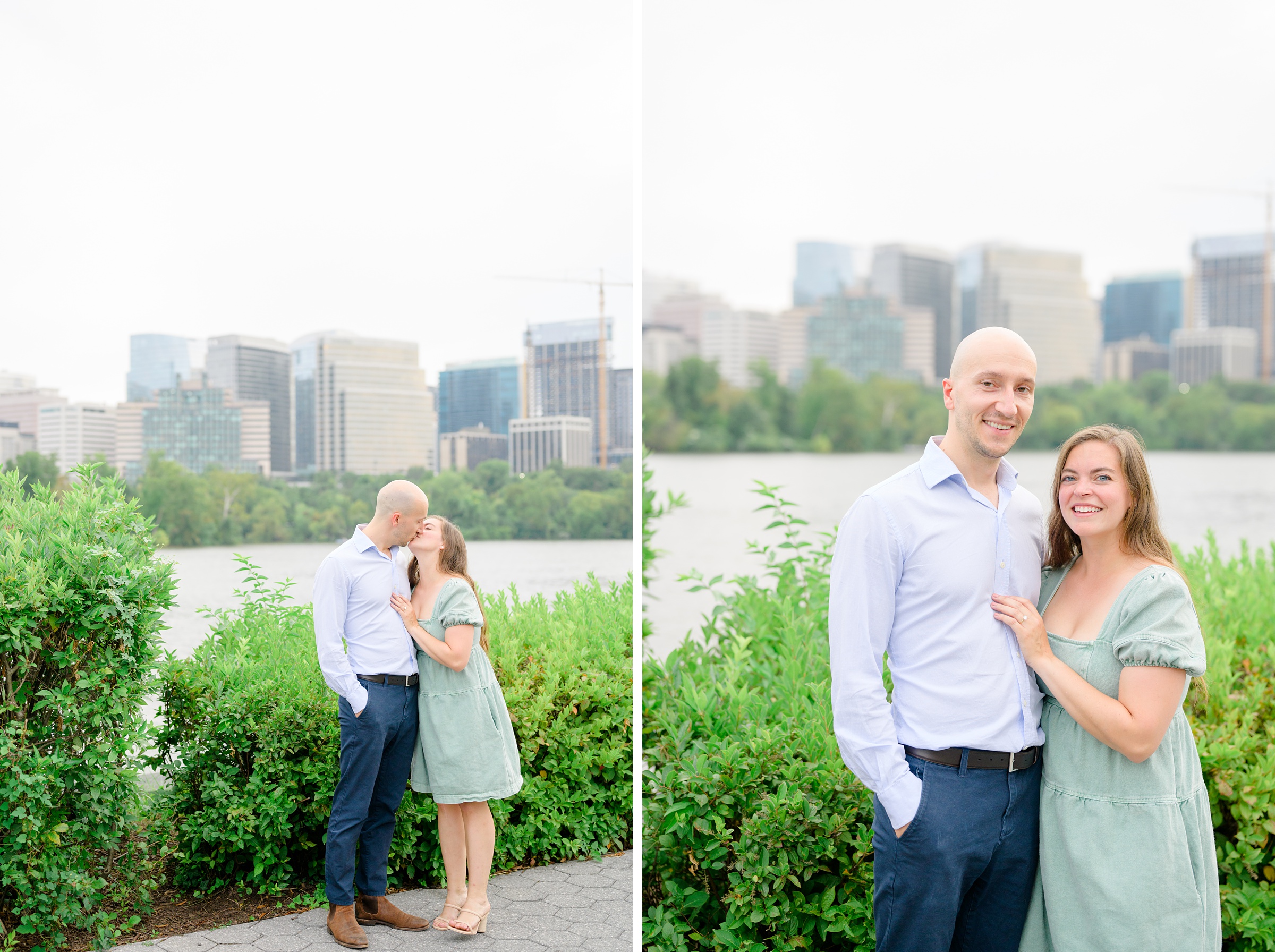 Engaged coupled at the Georgetown Canal for their summer engagement session photographed by Baltimore Wedding Photographer Cait Kramer.