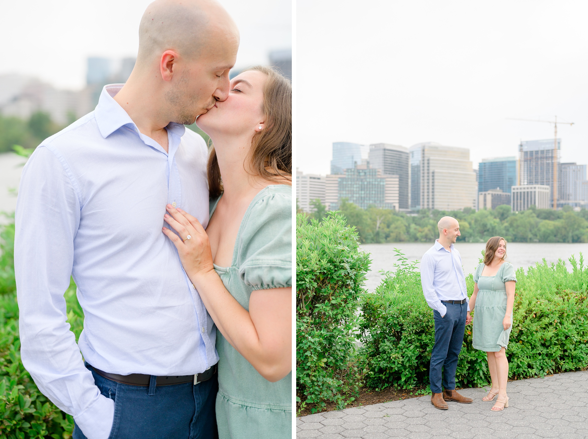 Engaged coupled at the Georgetown Canal for their summer engagement session photographed by Baltimore Wedding Photographer Cait Kramer.