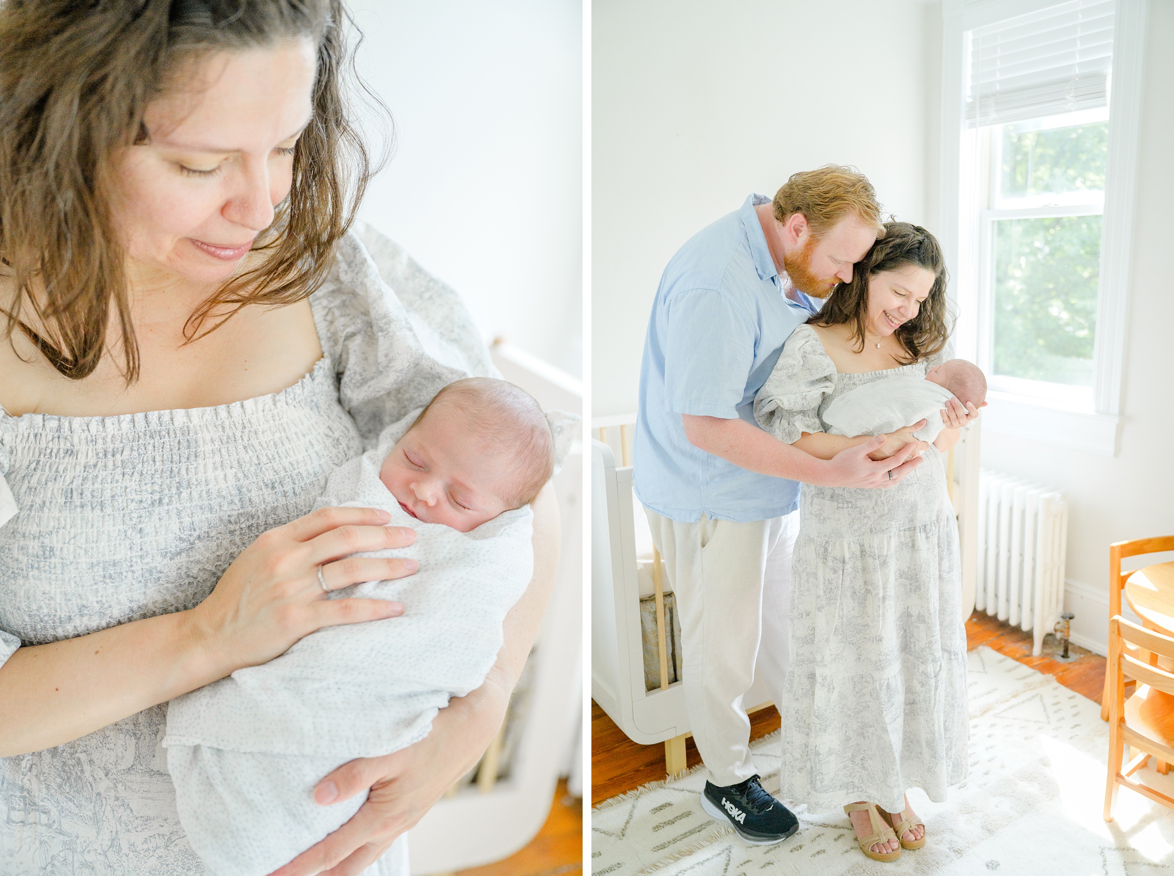 In home newborn session in Washington, DC photographed by Baltimore lifestyle newborn photographer Cait Kramer.