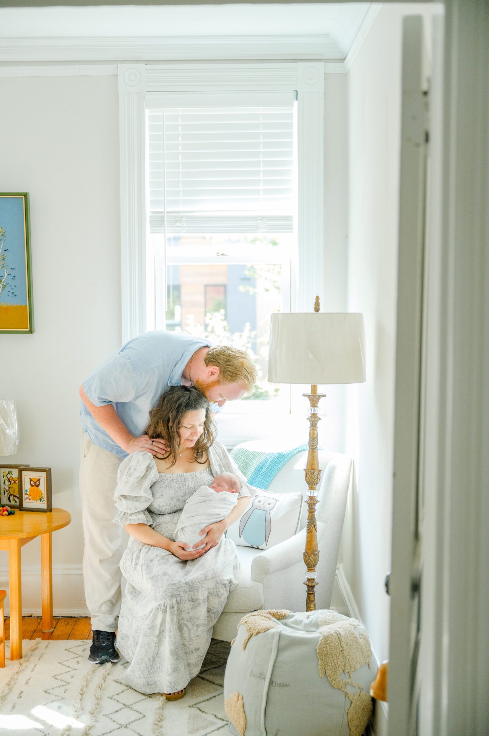 In home newborn session in Washington, DC photographed by Baltimore lifestyle newborn photographer Cait Kramer.