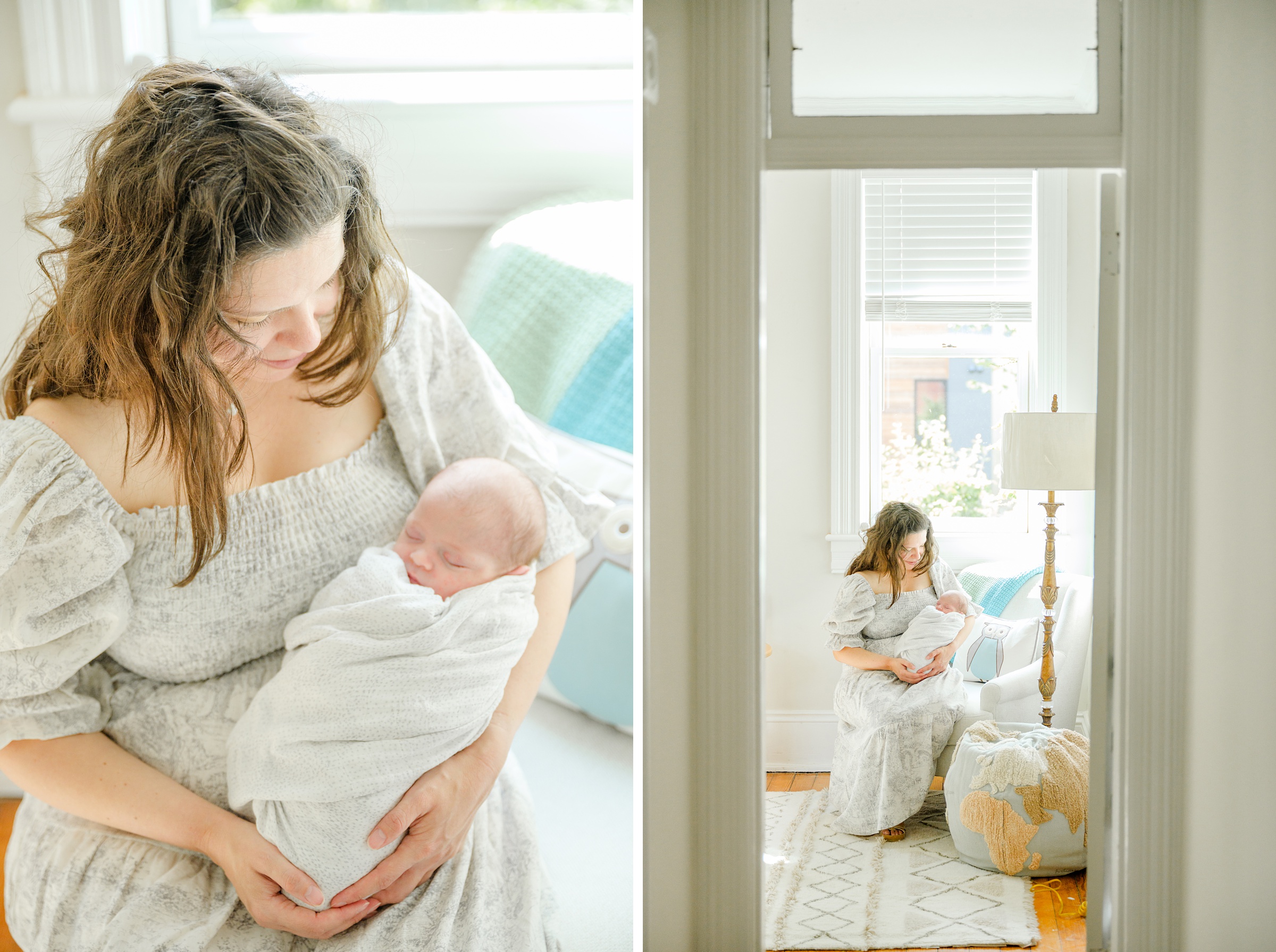 In home newborn session in Washington, DC photographed by Baltimore lifestyle newborn photographer Cait Kramer.