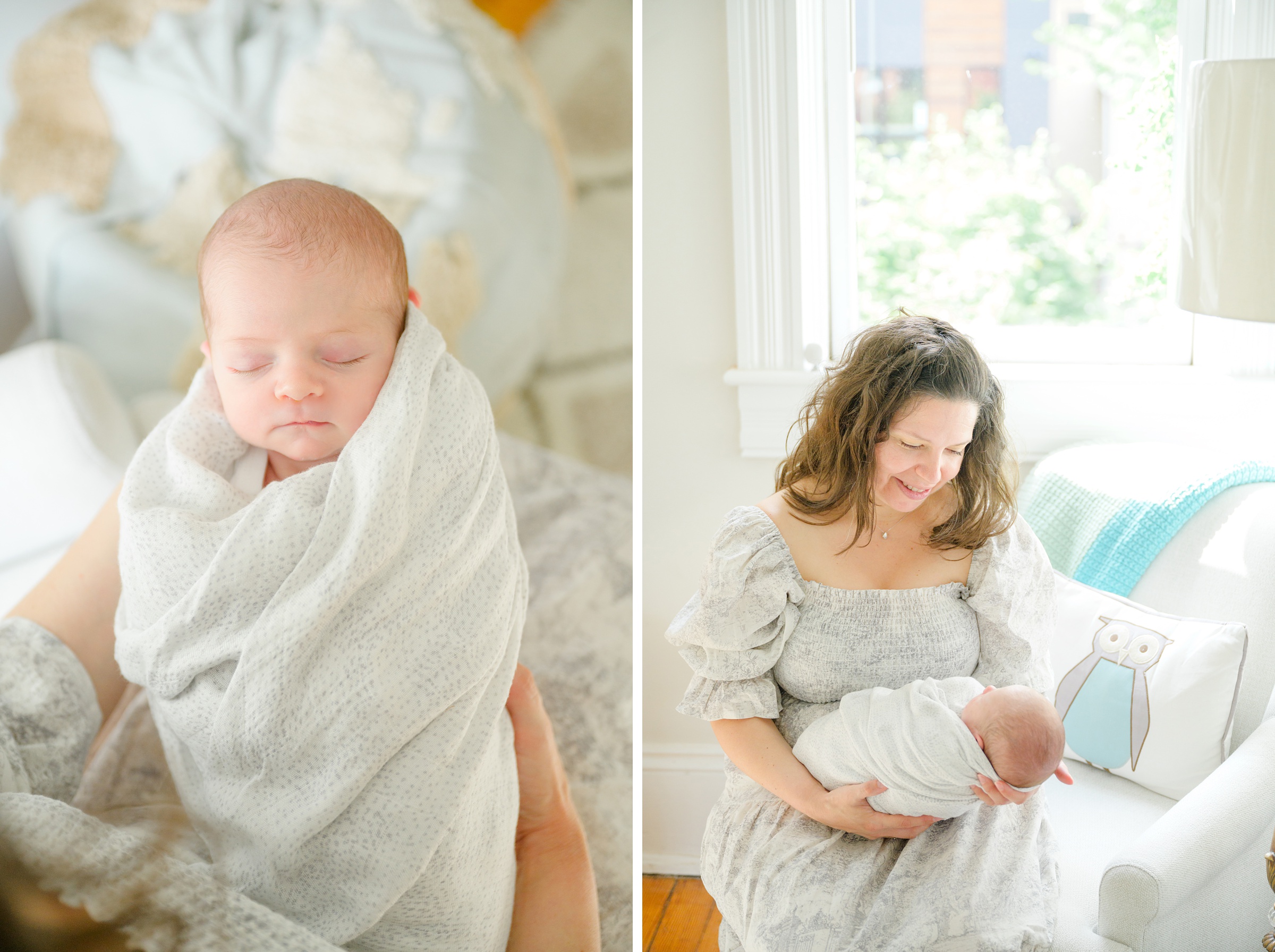 In home newborn session in Washington, DC photographed by Baltimore lifestyle newborn photographer Cait Kramer.