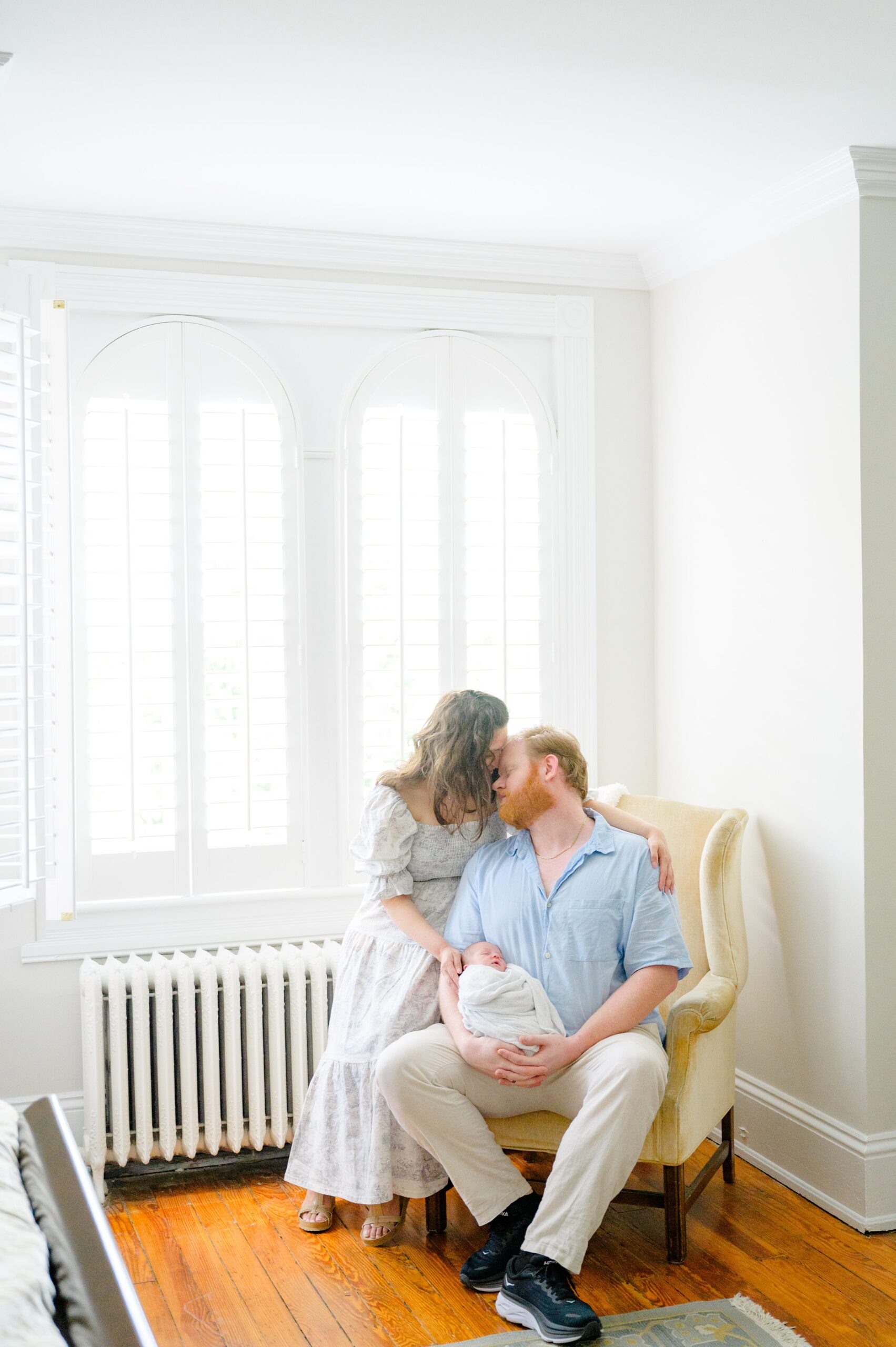 In home newborn session in Washington, DC photographed by Baltimore lifestyle newborn photographer Cait Kramer.