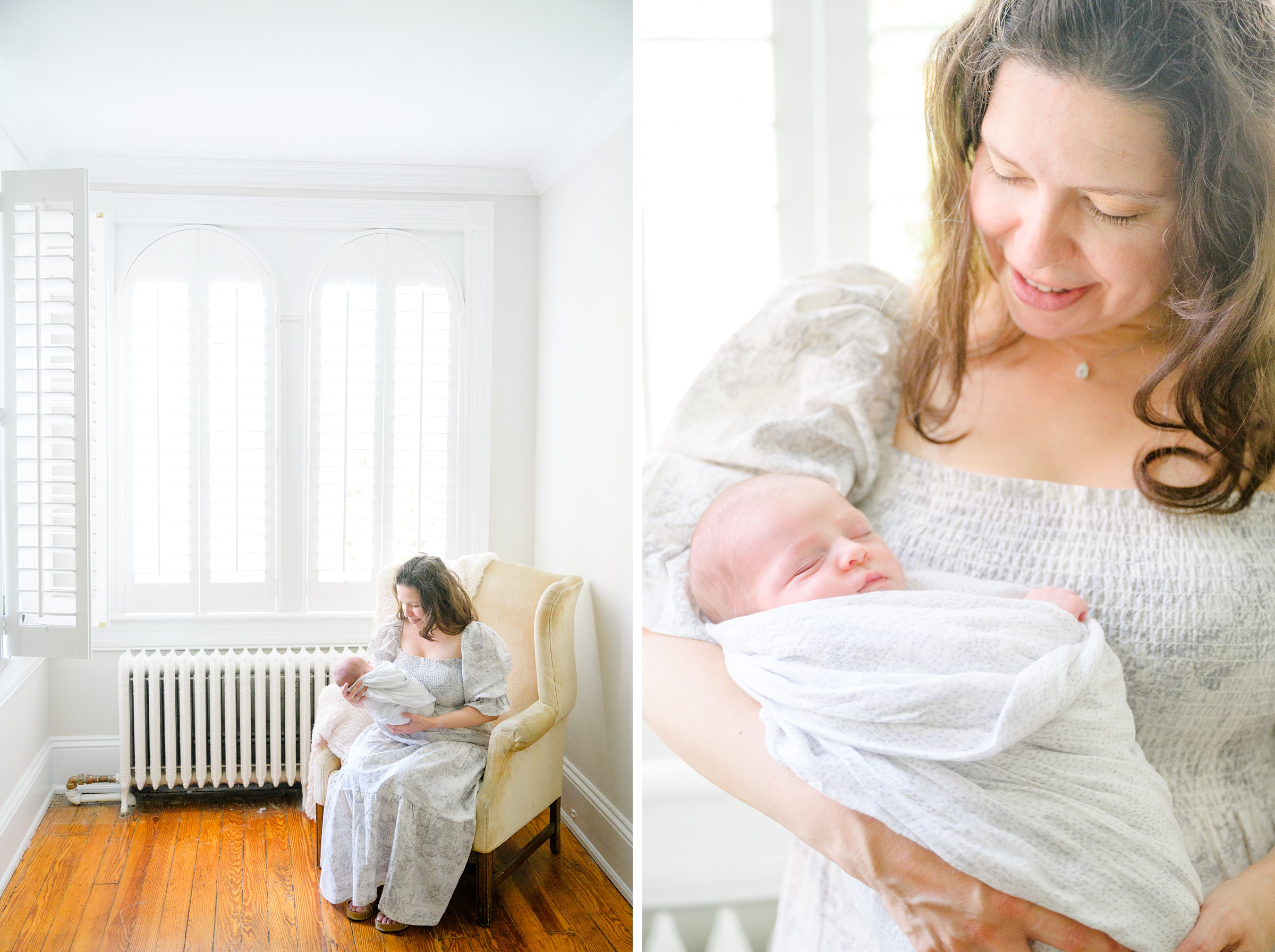 In home newborn session in Washington, DC photographed by Baltimore lifestyle newborn photographer Cait Kramer.