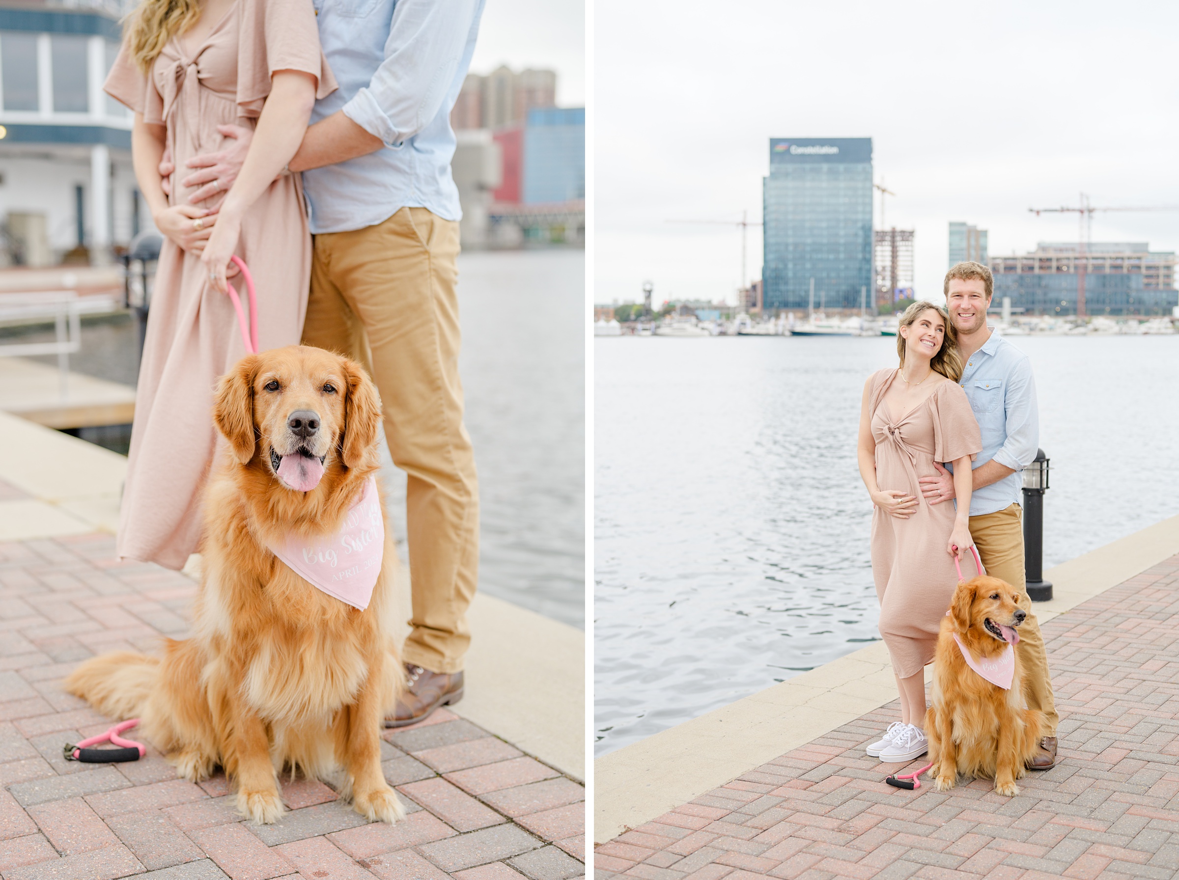 Pregnancy announcement photos at the Baltimore Inner Harbor photographed by Baltimore Maternity Photographer Cait Kramer.