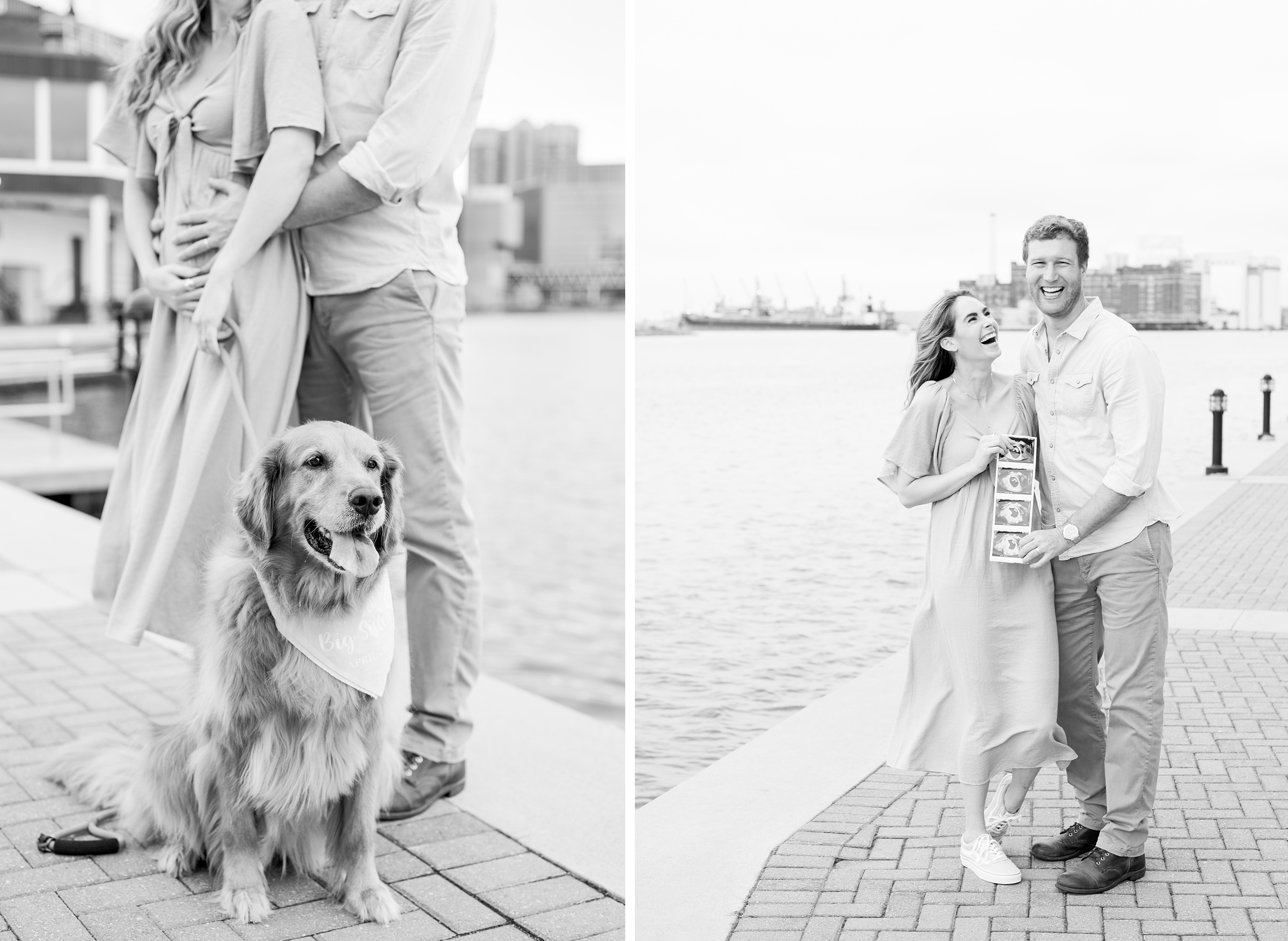 Pregnancy announcement photos at the Baltimore Inner Harbor photographed by Baltimore Maternity Photographer Cait Kramer.