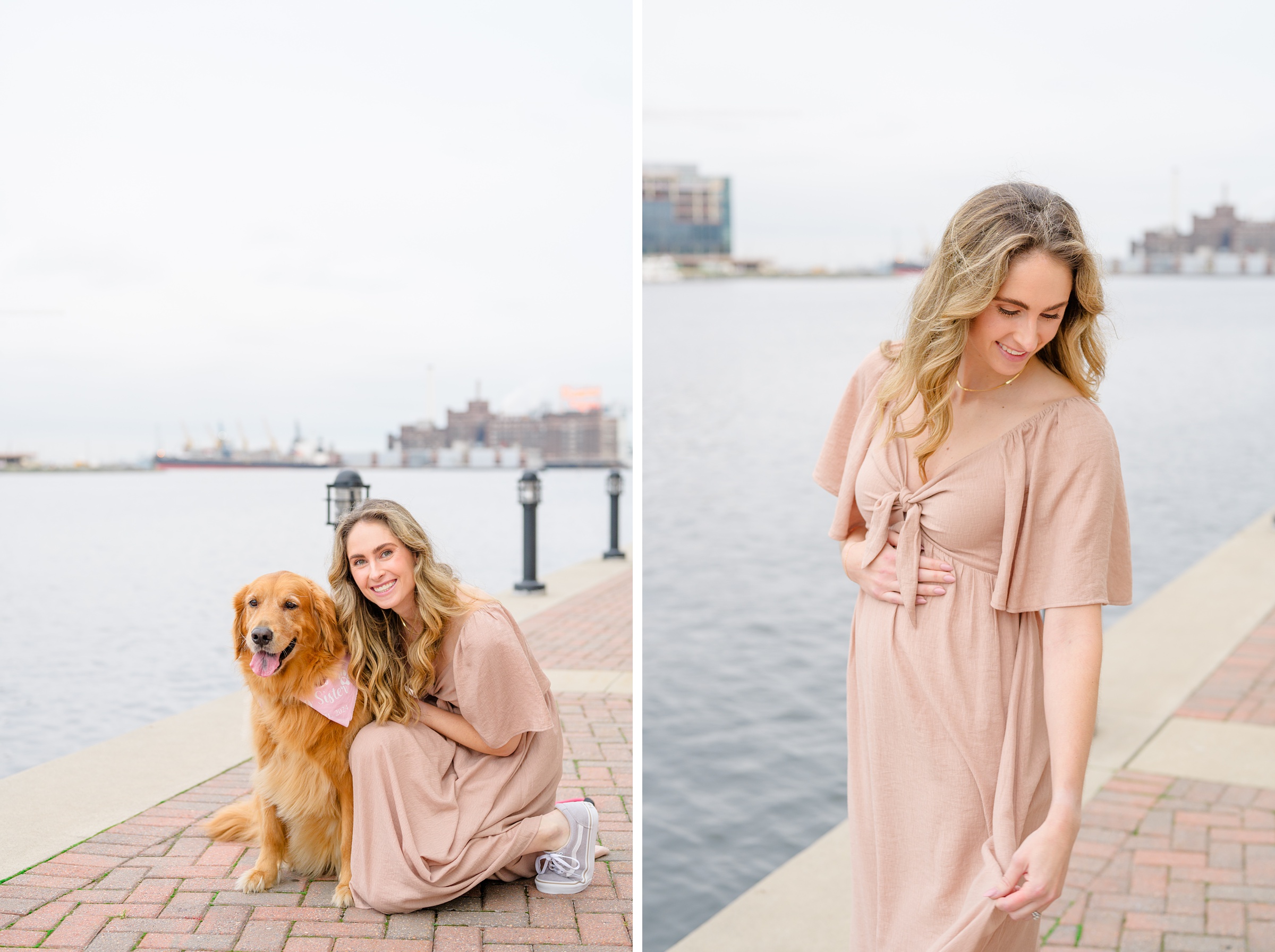 Pregnancy announcement photos at the Baltimore Inner Harbor photographed by Baltimore Maternity Photographer Cait Kramer.