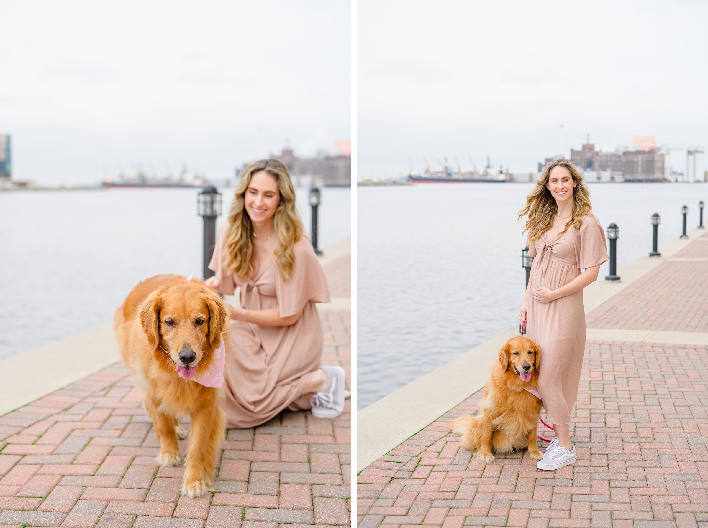 Pregnancy announcement photos at the Baltimore Inner Harbor photographed by Baltimore Maternity Photographer Cait Kramer.