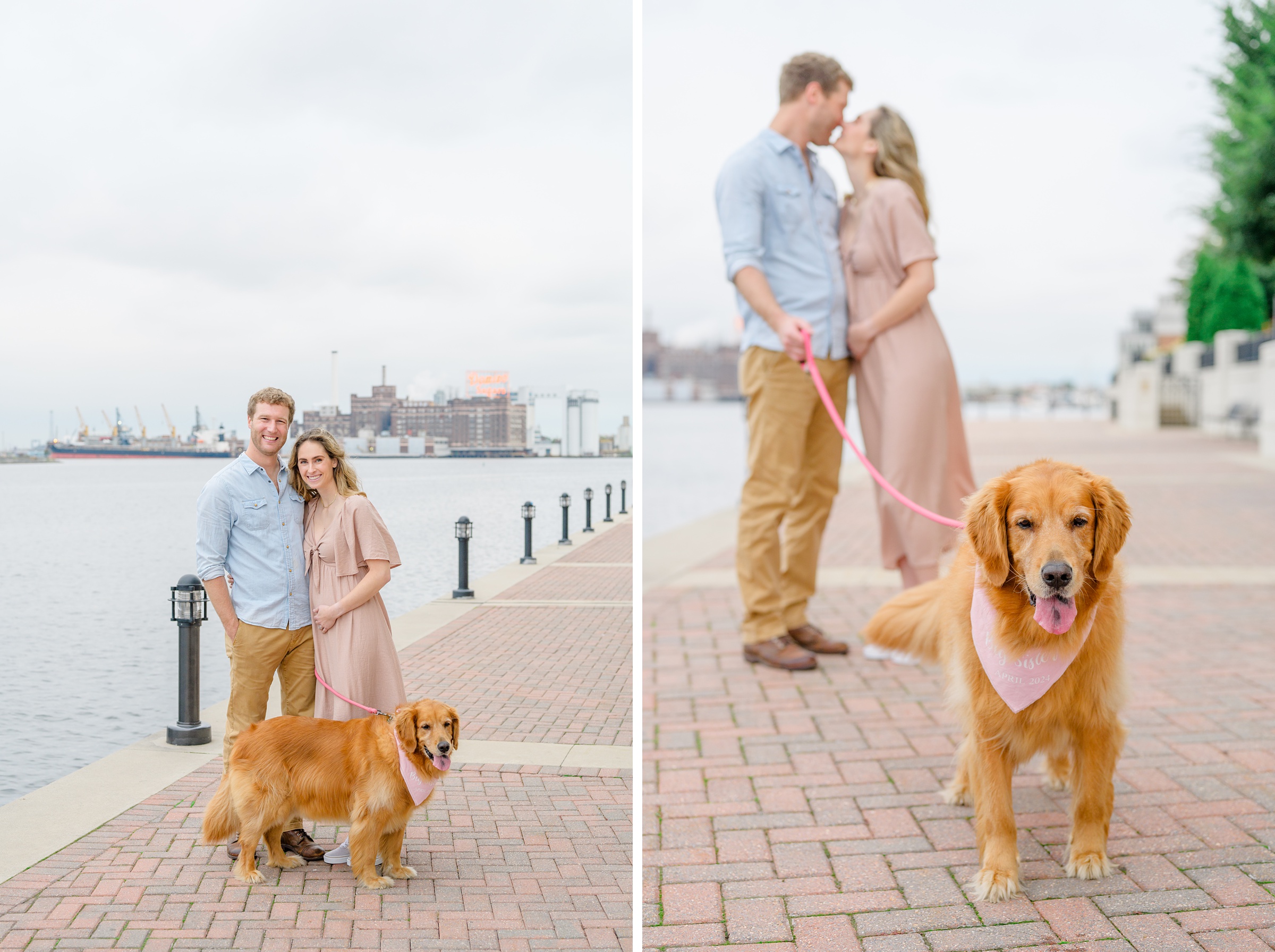 Pregnancy announcement photos at the Baltimore Inner Harbor photographed by Baltimore Maternity Photographer Cait Kramer.