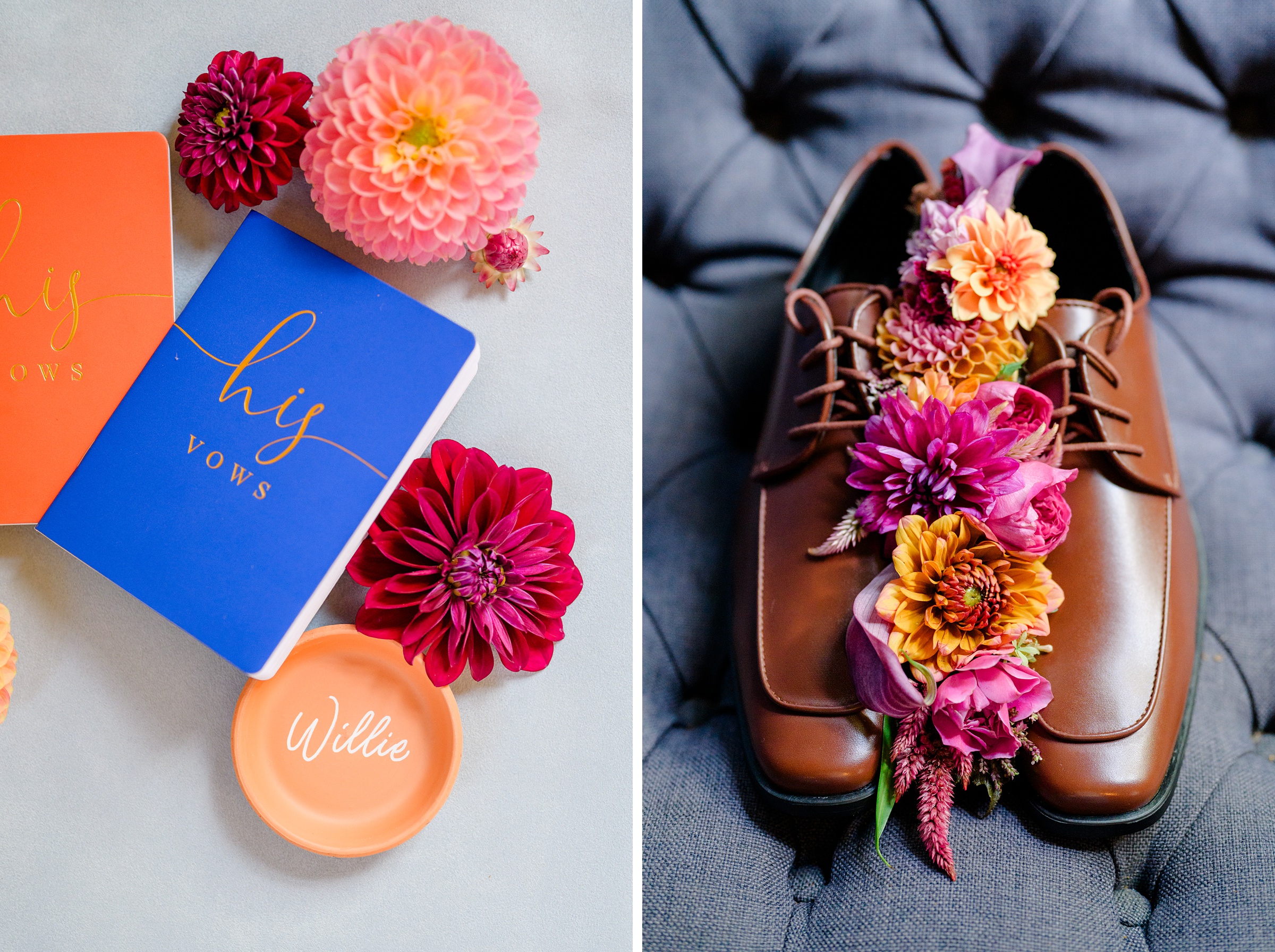 Colorful styled shoot at Rust Manor House photographed by Queer Affirming Wedding Photographer in Baltimore Cait Kramer.