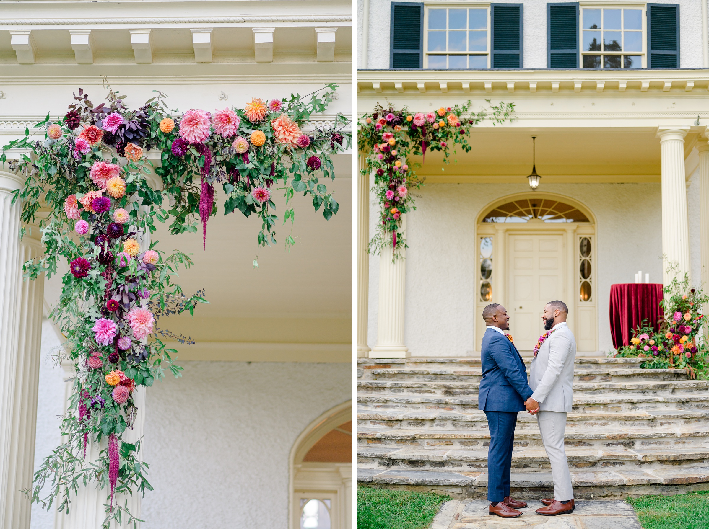 Colorful styled shoot at Rust Manor House photographed by Queer Affirming Wedding Photographer in Baltimore Cait Kramer.