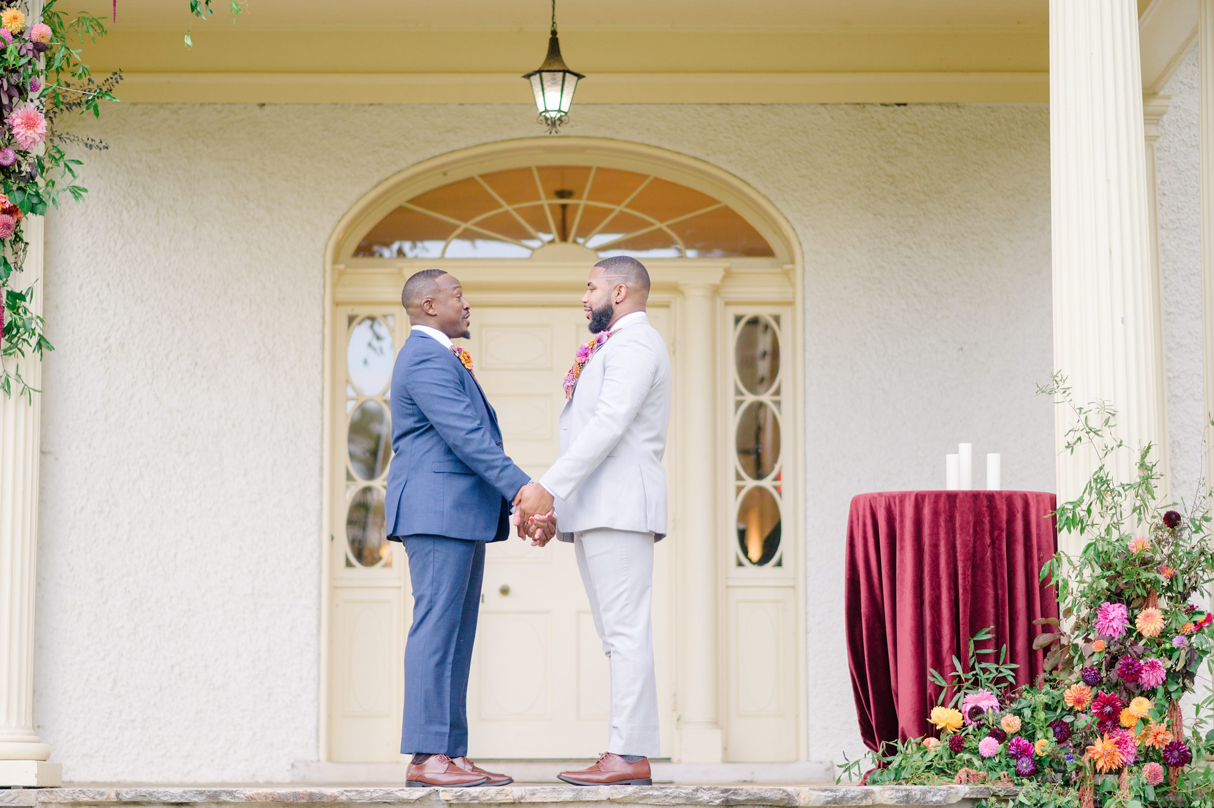 Colorful styled shoot at Rust Manor House photographed by Queer Affirming Wedding Photographer in Baltimore Cait Kramer.