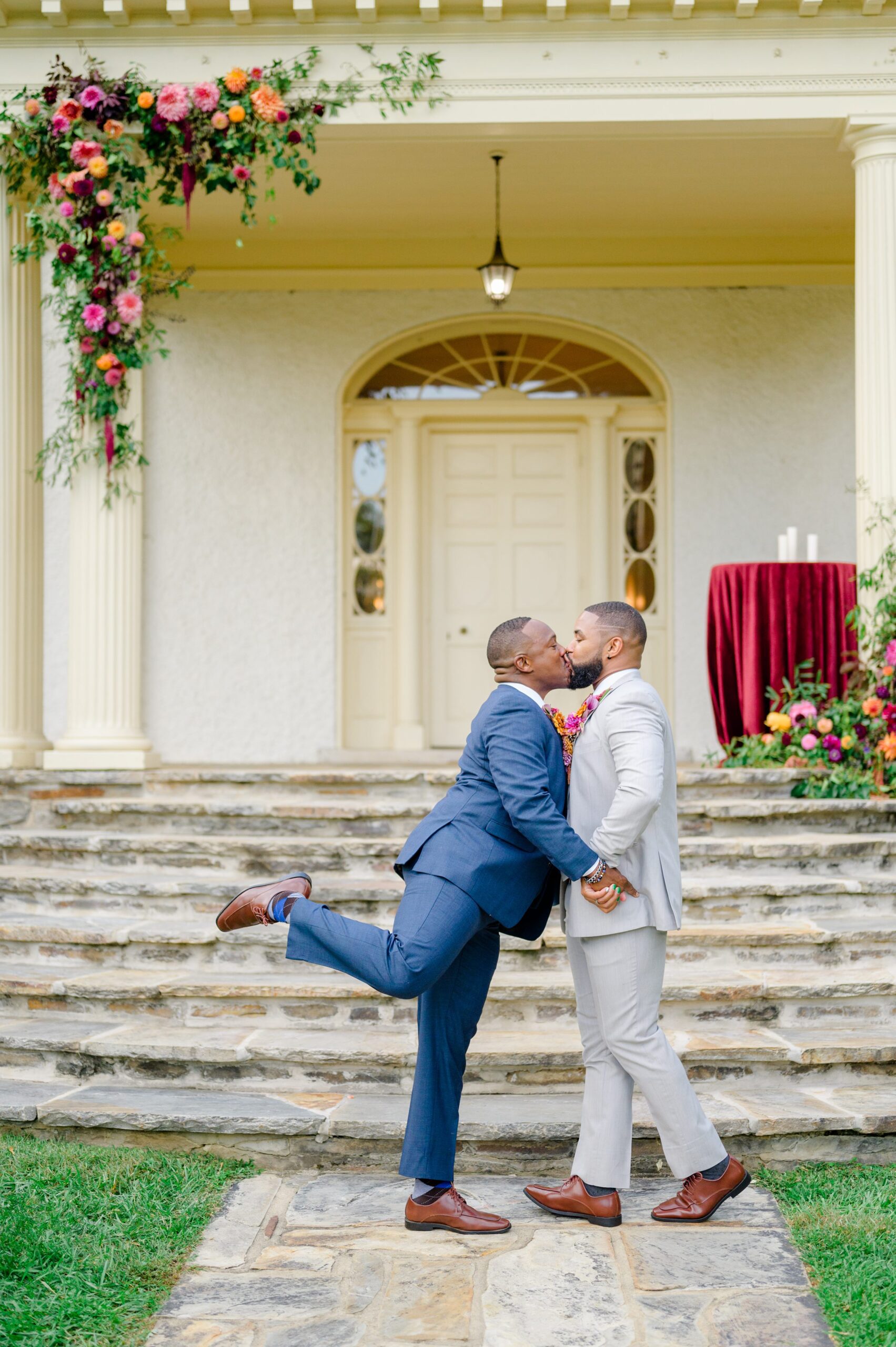 Colorful styled shoot at Rust Manor House photographed by Queer Affirming Wedding Photographer in Baltimore Cait Kramer.