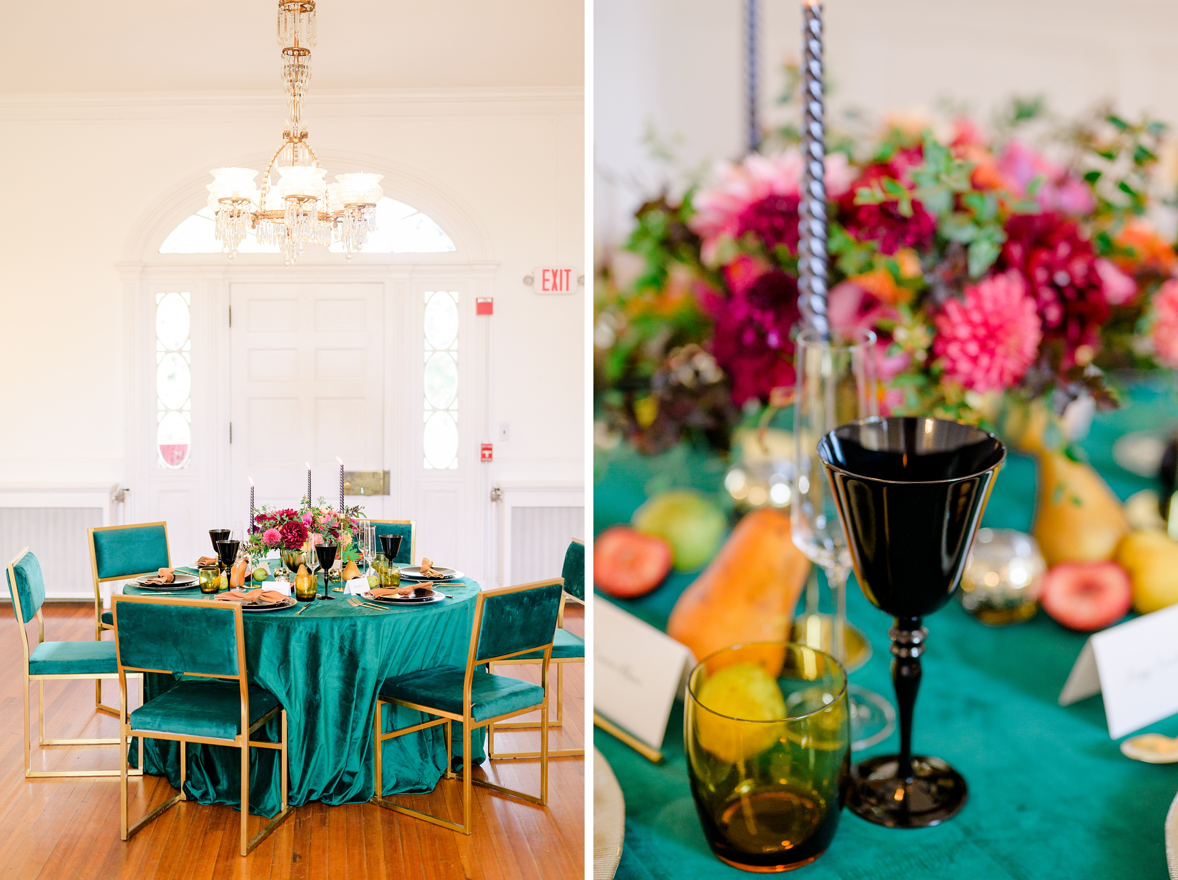 Colorful styled shoot at Rust Manor House photographed by Queer Affirming Wedding Photographer in Baltimore Cait Kramer.