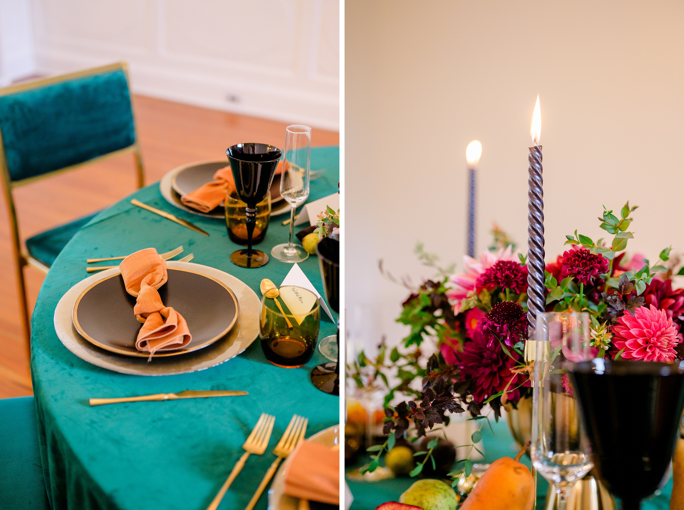 Colorful styled shoot at Rust Manor House photographed by Queer Affirming Wedding Photographer in Baltimore Cait Kramer.