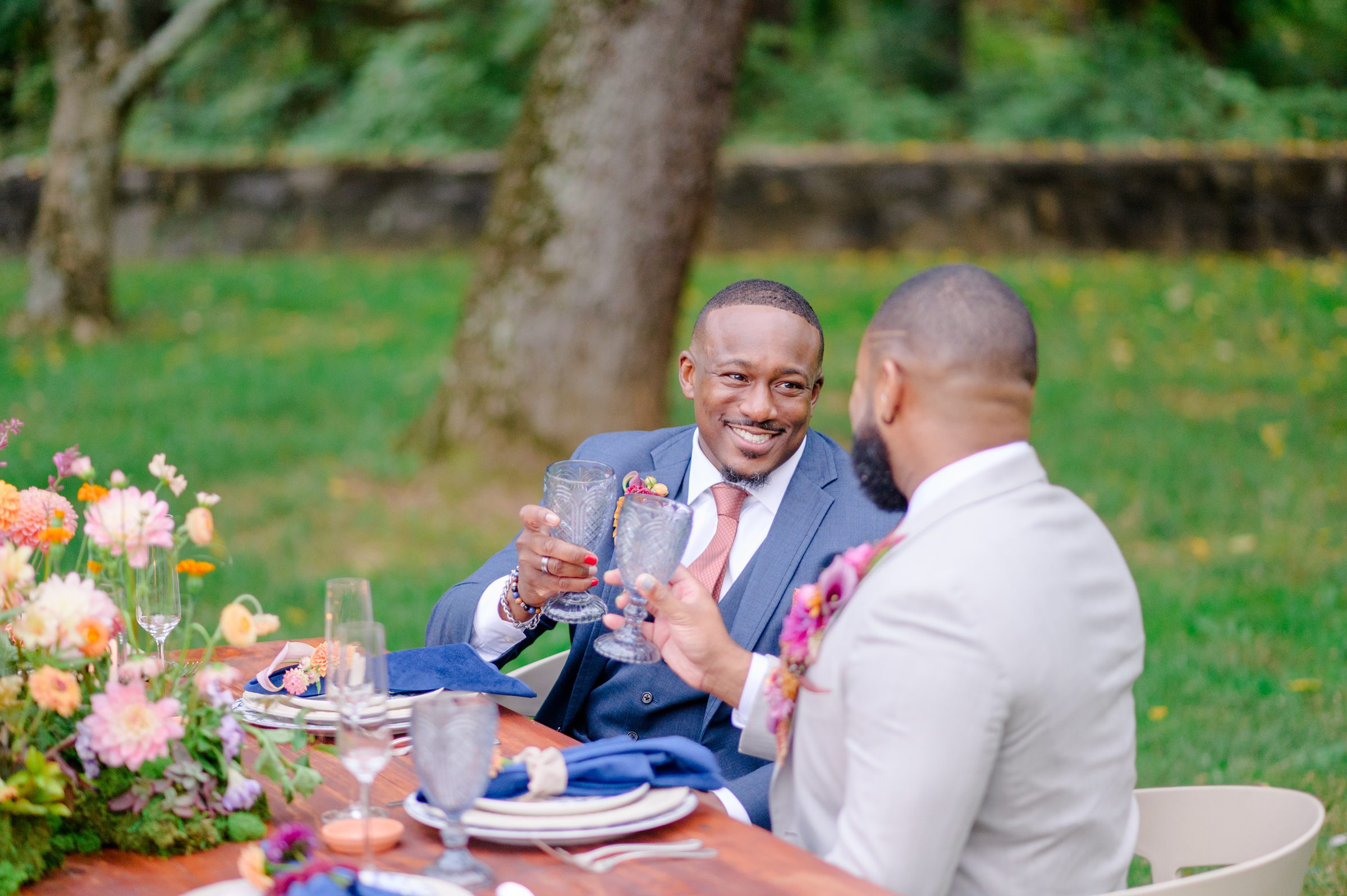 Colorful styled shoot at Rust Manor House photographed by Queer Affirming Wedding Photographer in Baltimore Cait Kramer.