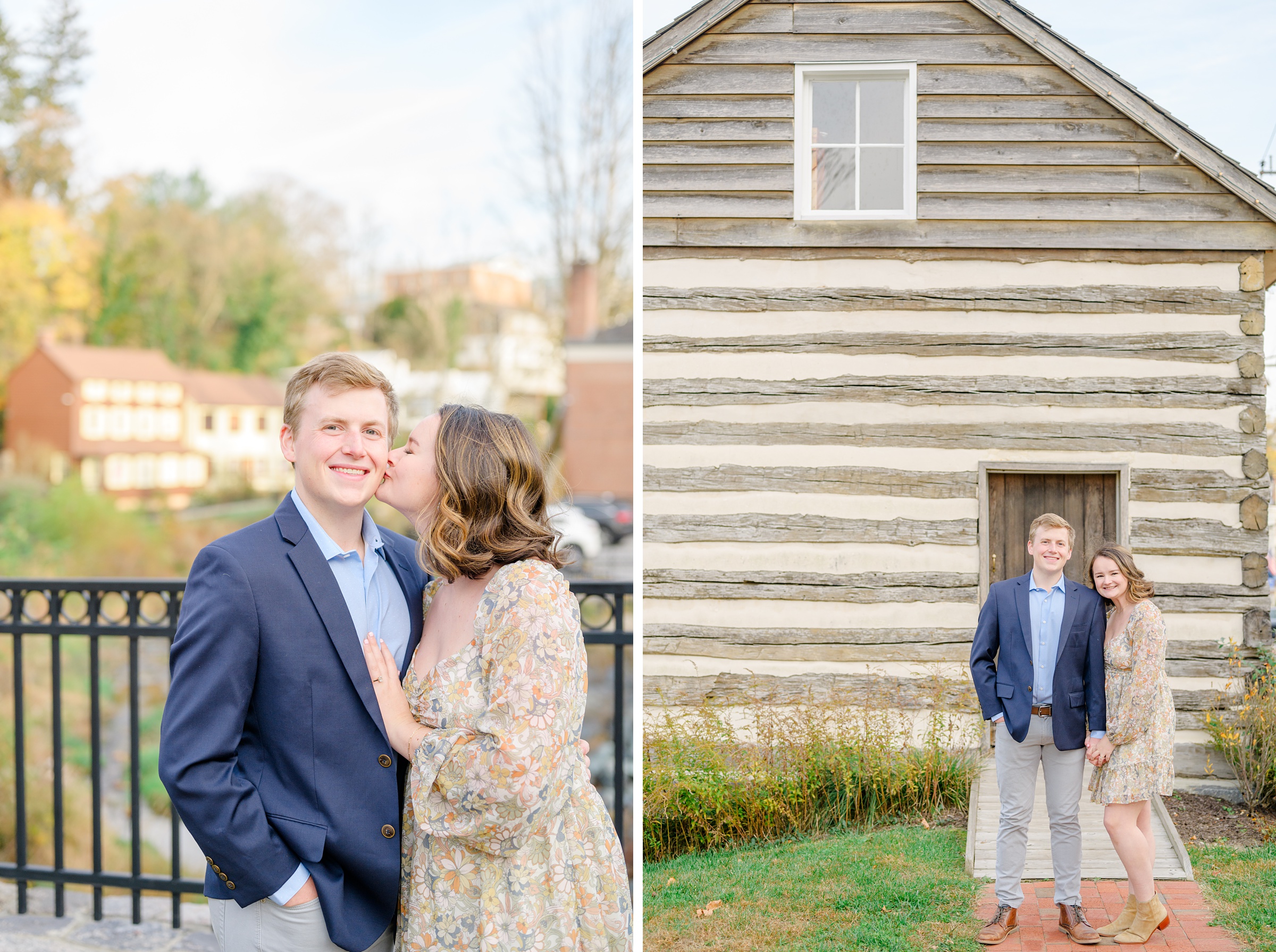 Engaged couple at the Historic Old Ellicott City near Baltimore, Maryland for engagement photos photographed by Baltimore Wedding Photographer Cait Kramer Photography
