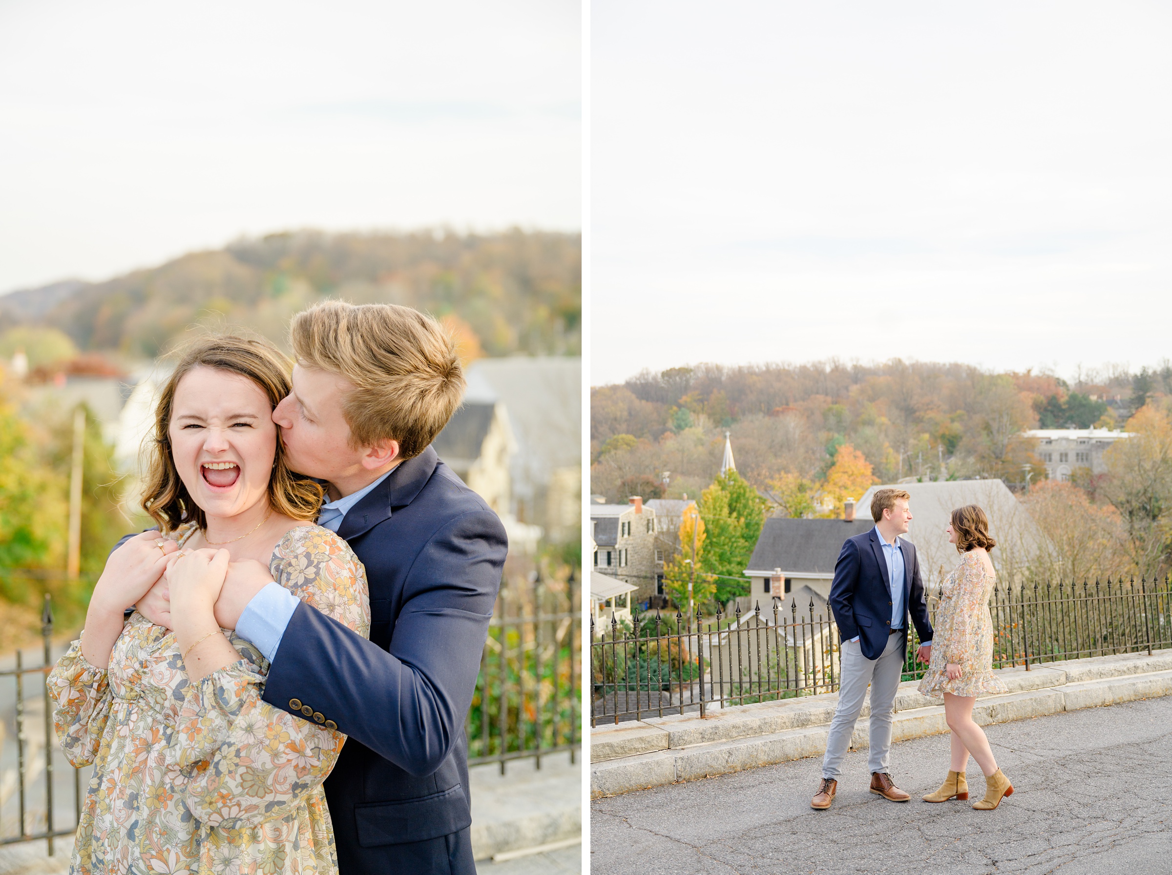 Engaged couple at the Historic Old Ellicott City near Baltimore, Maryland for engagement photos photographed by Baltimore Wedding Photographer Cait Kramer Photography