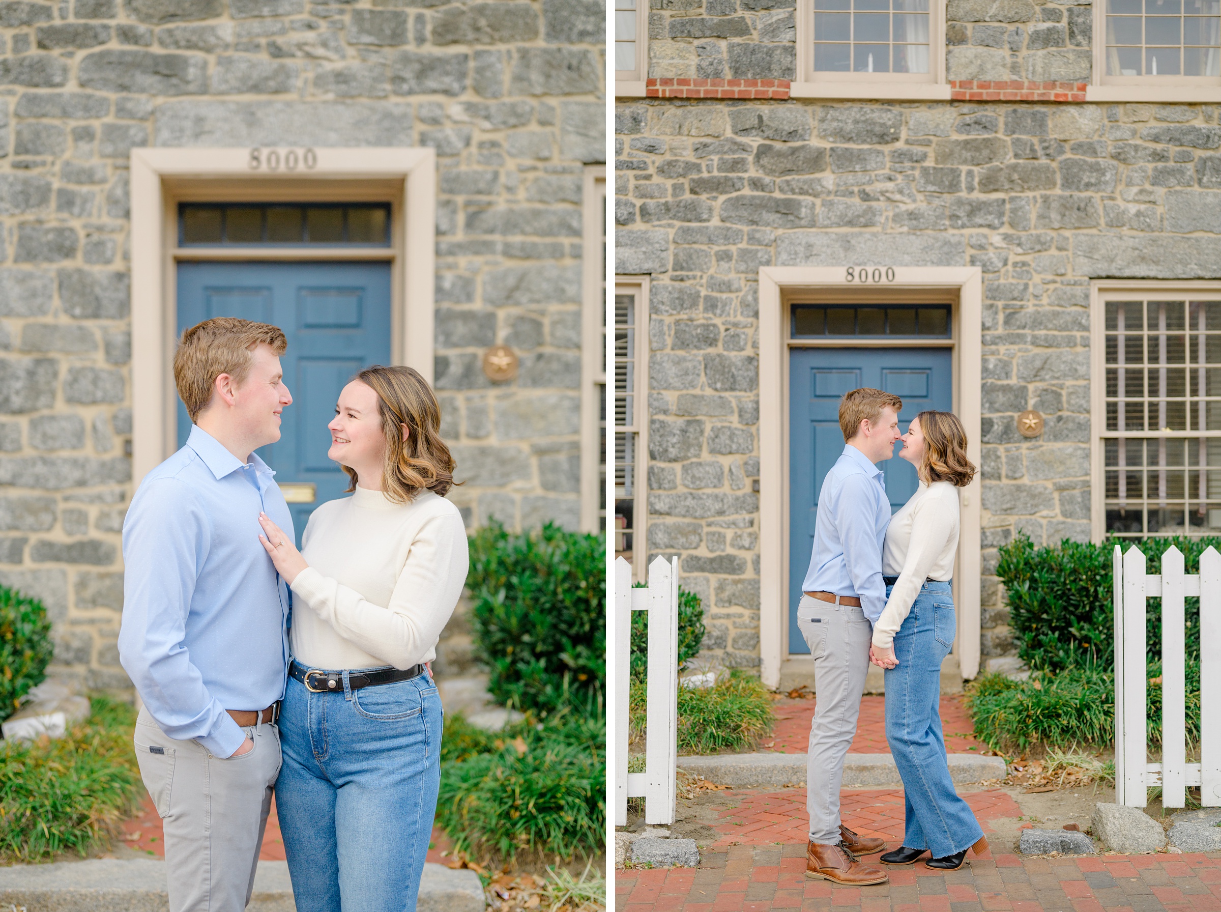 Engaged couple at the Historic Old Ellicott City near Baltimore, Maryland for engagement photos photographed by Baltimore Wedding Photographer Cait Kramer Photography