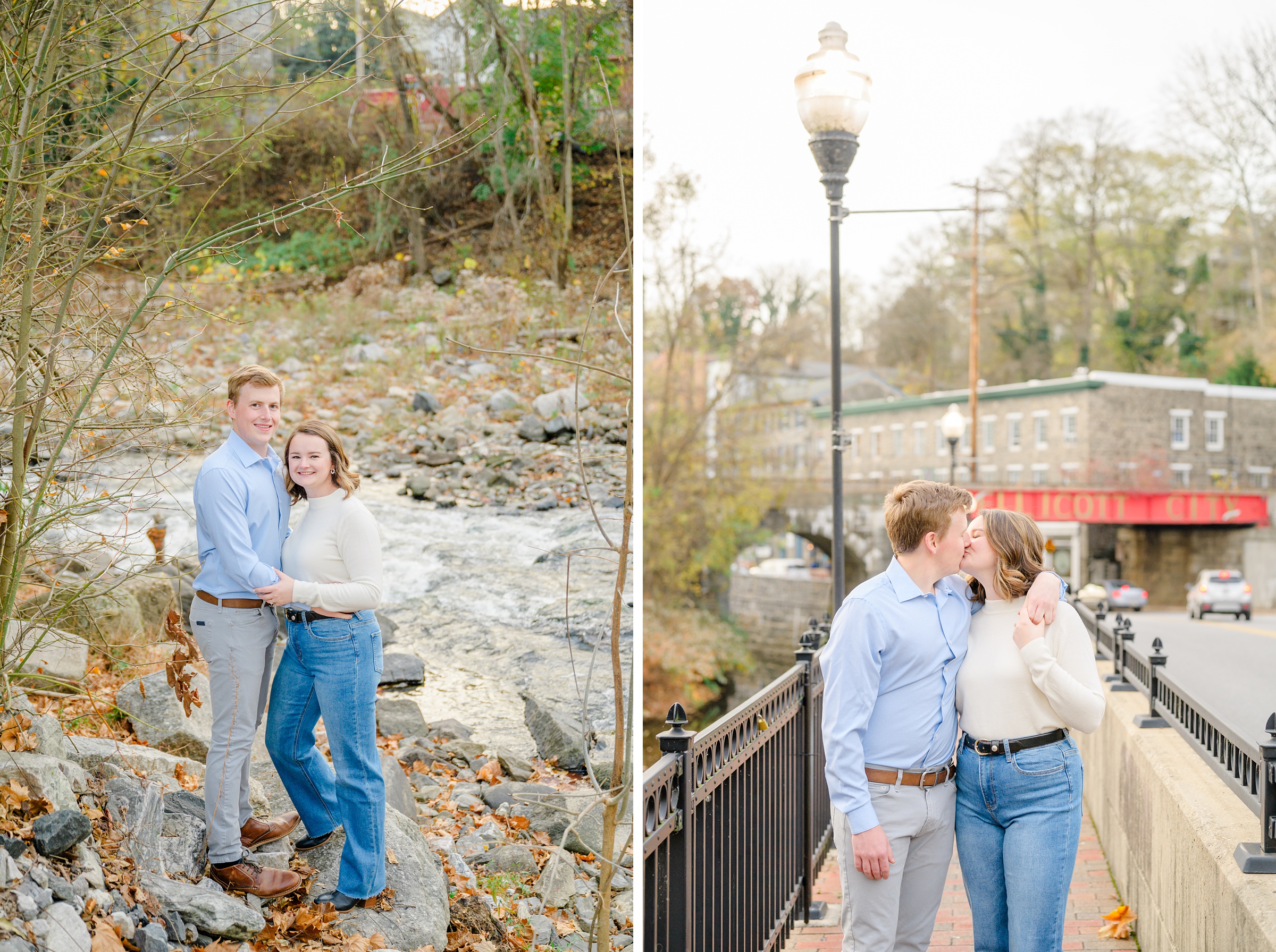 Engaged couple at the Historic Old Ellicott City near Baltimore, Maryland for engagement photos photographed by Baltimore Wedding Photographer Cait Kramer Photography