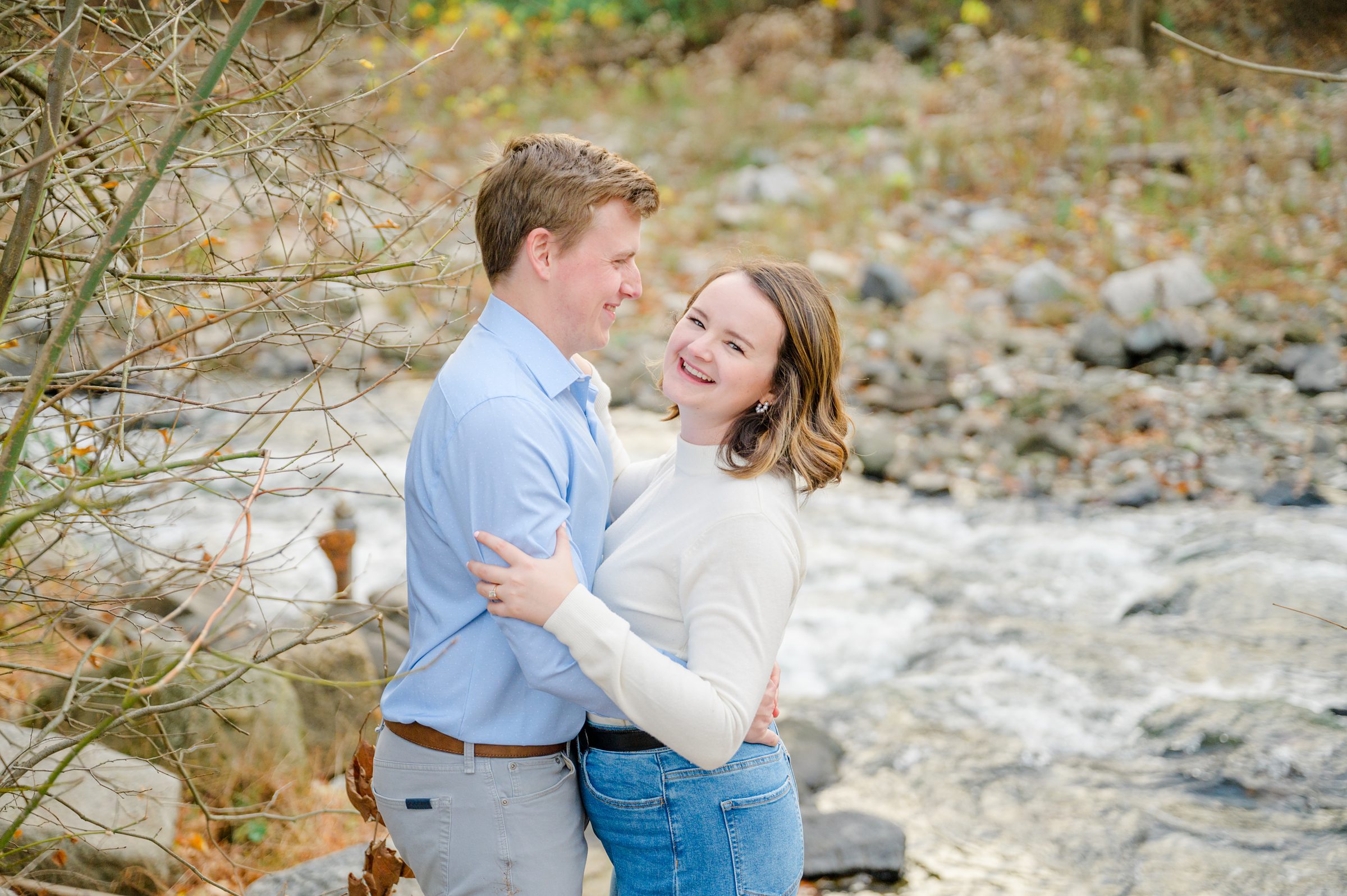Engaged couple at the Historic Old Ellicott City near Baltimore, Maryland for engagement photos photographed by Baltimore Wedding Photographer Cait Kramer Photography
