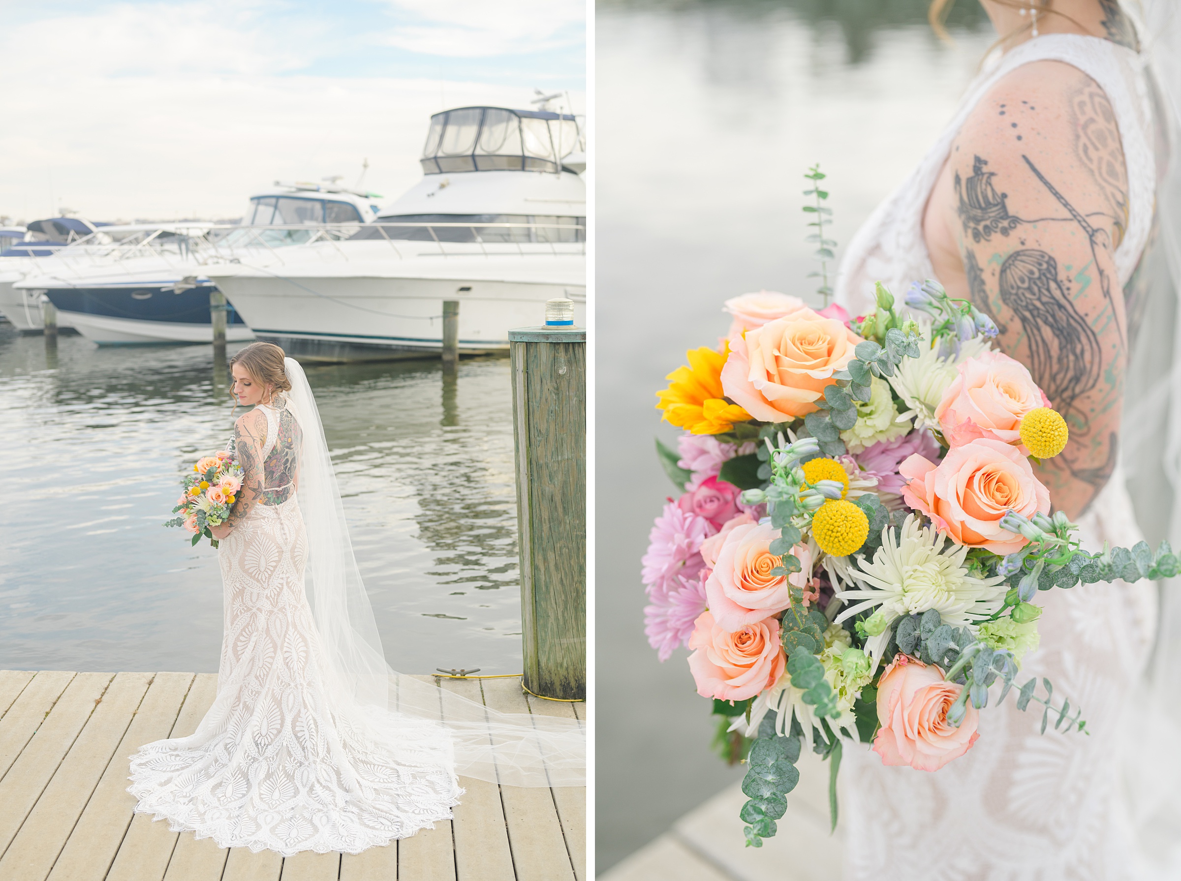Bridal session by the waterfront in Old Town Alexandria photographed by Maryland and Virginia Bridal Portrait Photographer Cait Kramer.