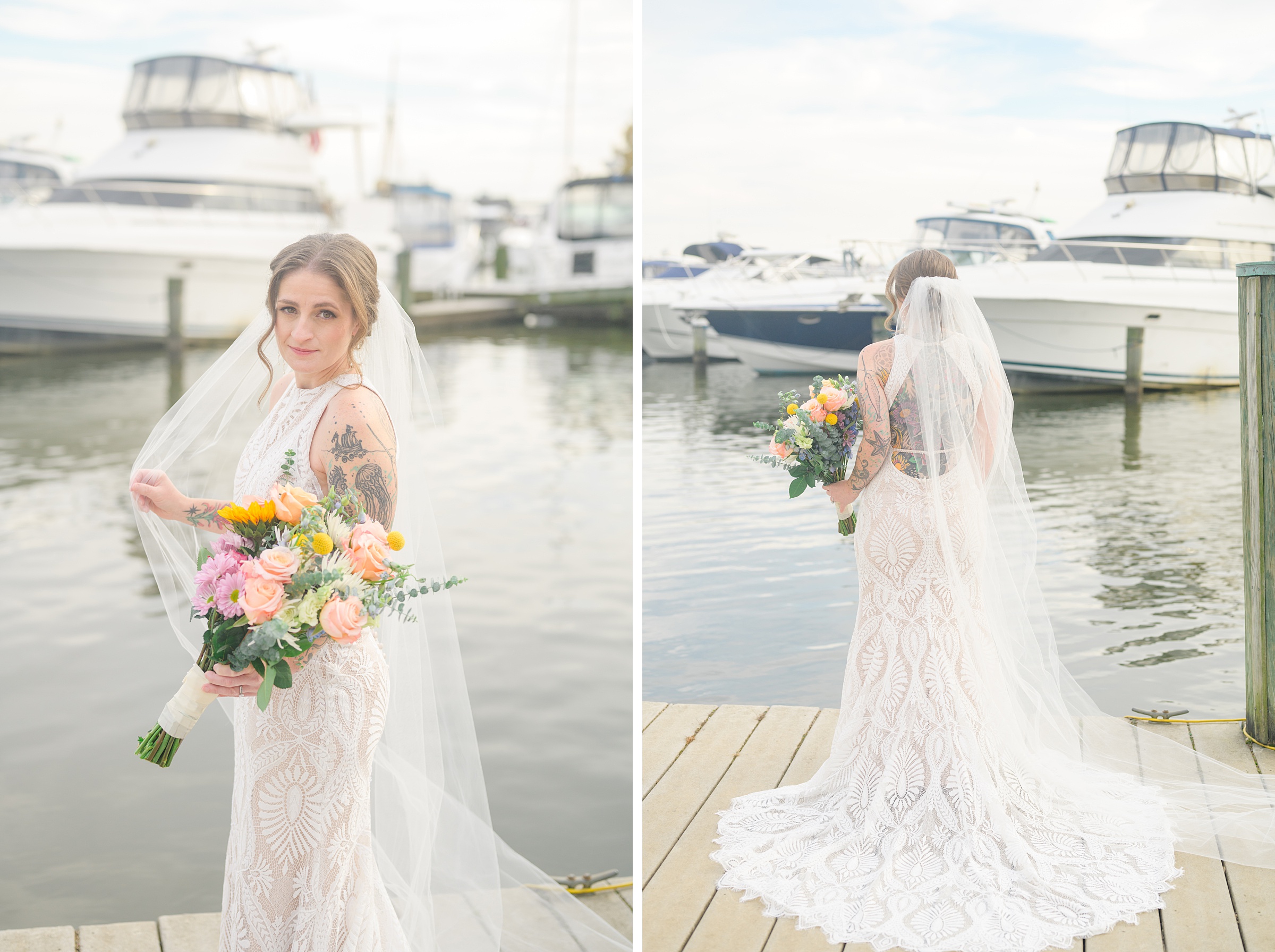 Bridal session by the waterfront in Old Town Alexandria photographed by Maryland and Virginia Bridal Portrait Photographer Cait Kramer.