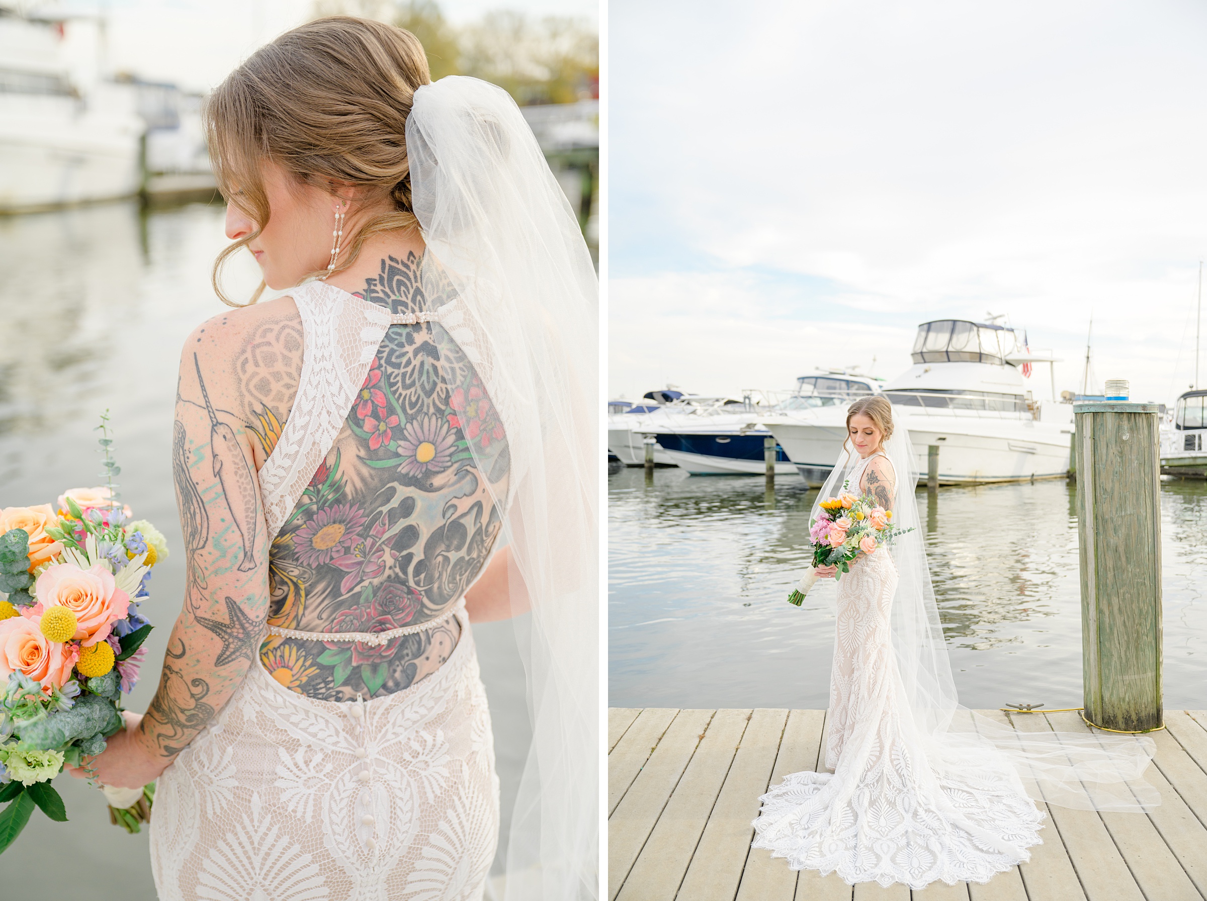 Bridal session by the waterfront in Old Town Alexandria photographed by Maryland and Virginia Bridal Portrait Photographer Cait Kramer.