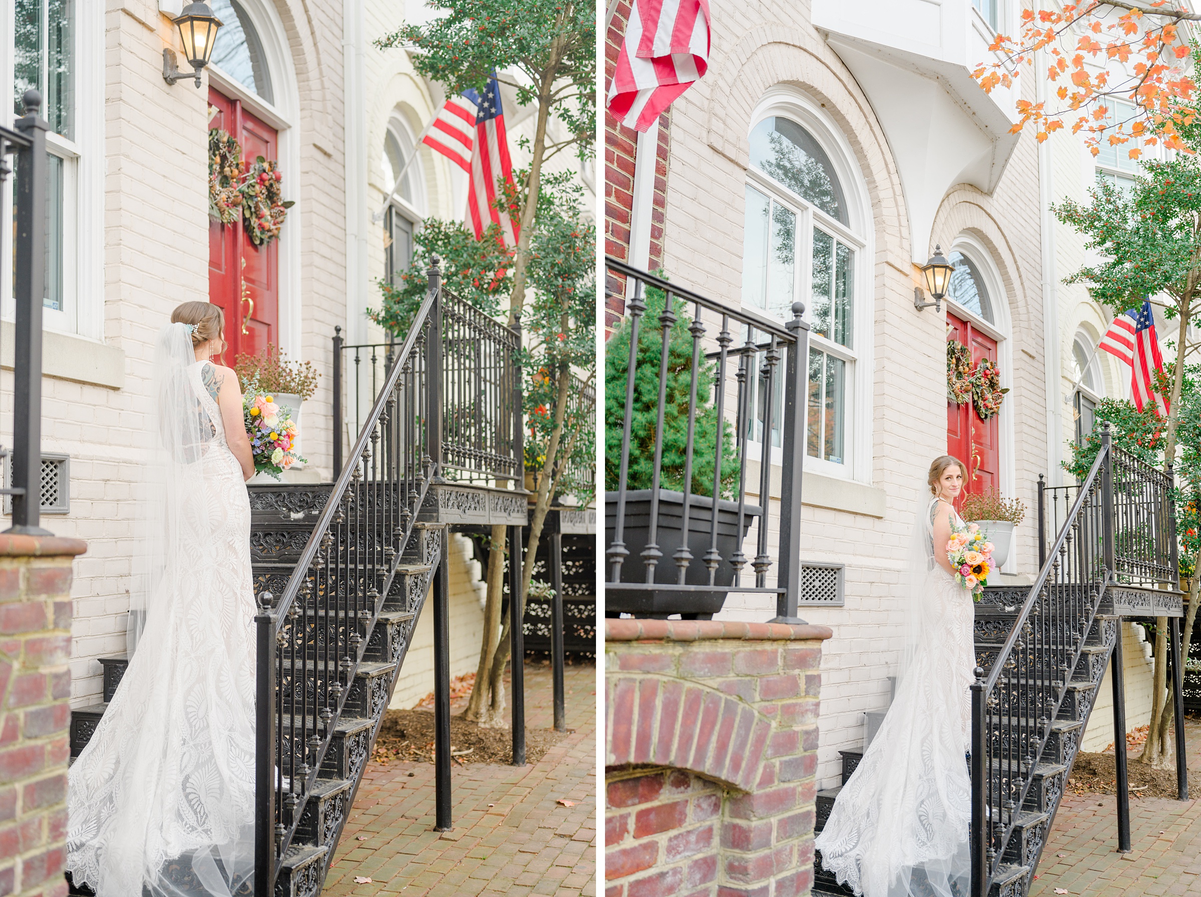 Bridal session in Old Town Alexandria photographed by Maryland and Virginia Bridal Portrait Photographer Cait Kramer.
