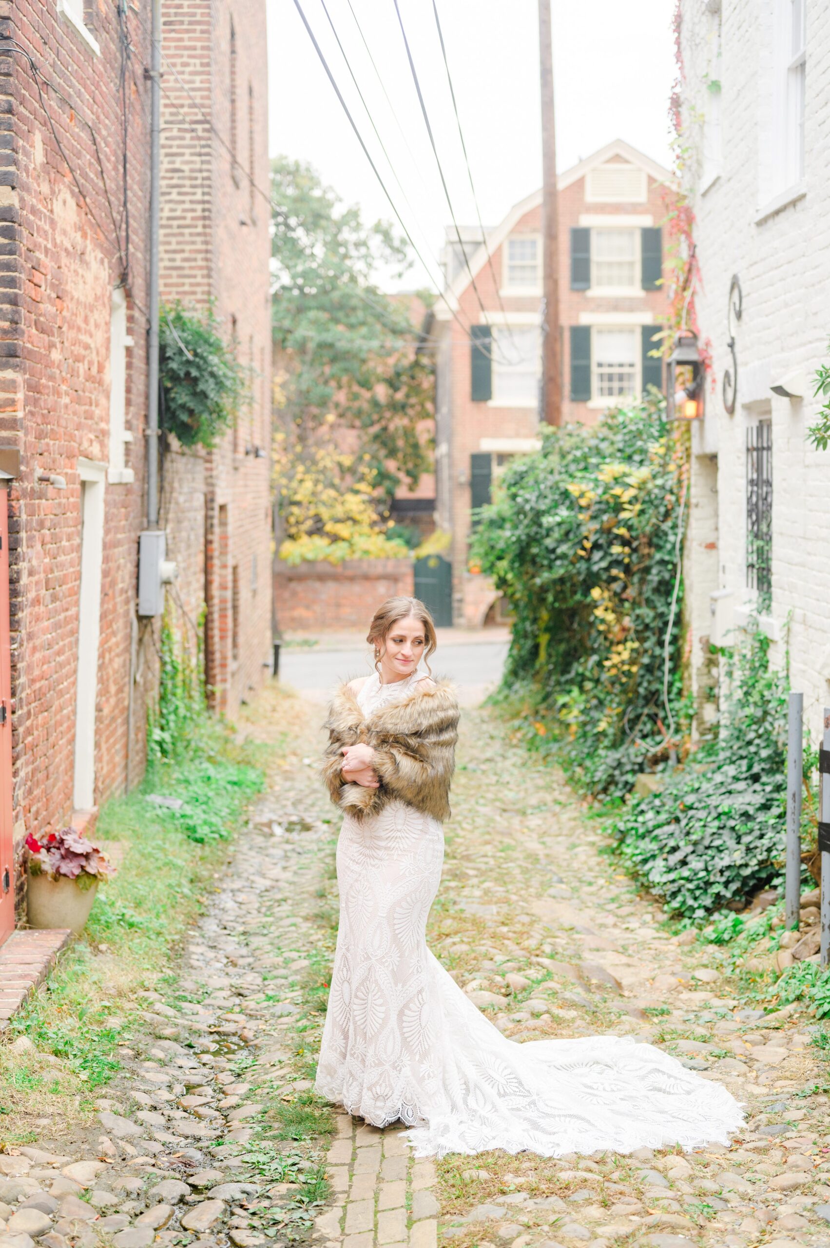 Bridal session in Old Town Alexandria photographed by Maryland and Virginia Bridal Portrait Photographer Cait Kramer.