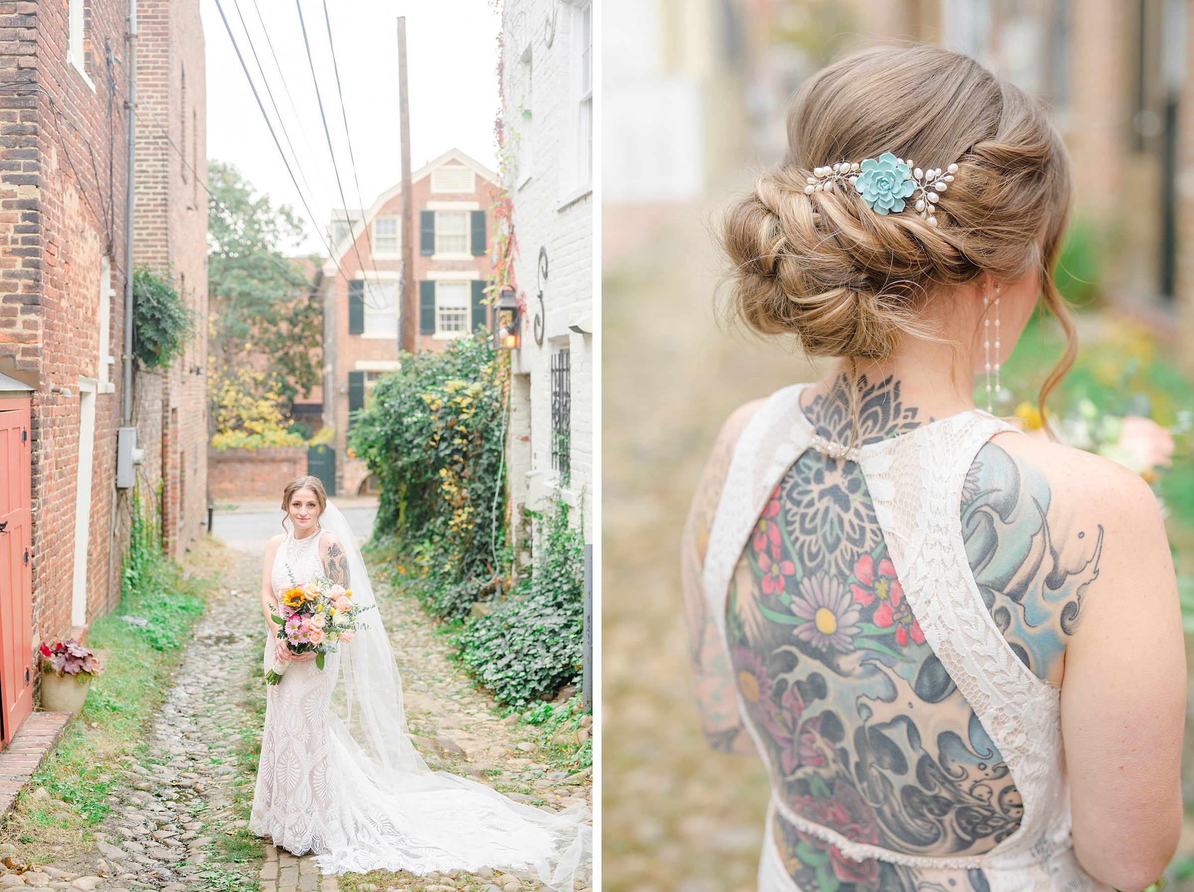 Bridal session in Old Town Alexandria photographed by Maryland and Virginia Bridal Portrait Photographer Cait Kramer.