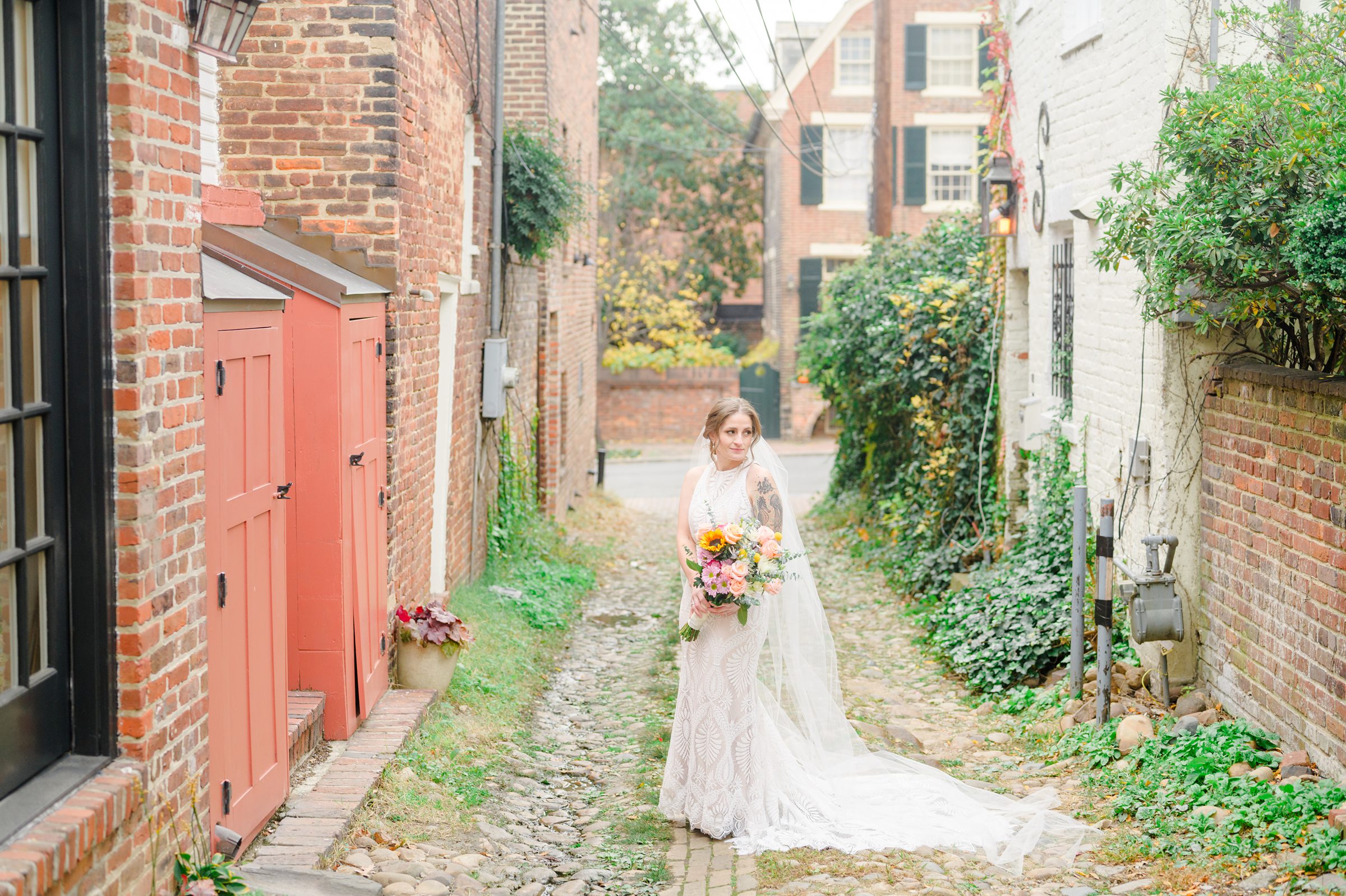 Bridal session in Old Town Alexandria photographed by Maryland and Virginia Bridal Portrait Photographer Cait Kramer.
