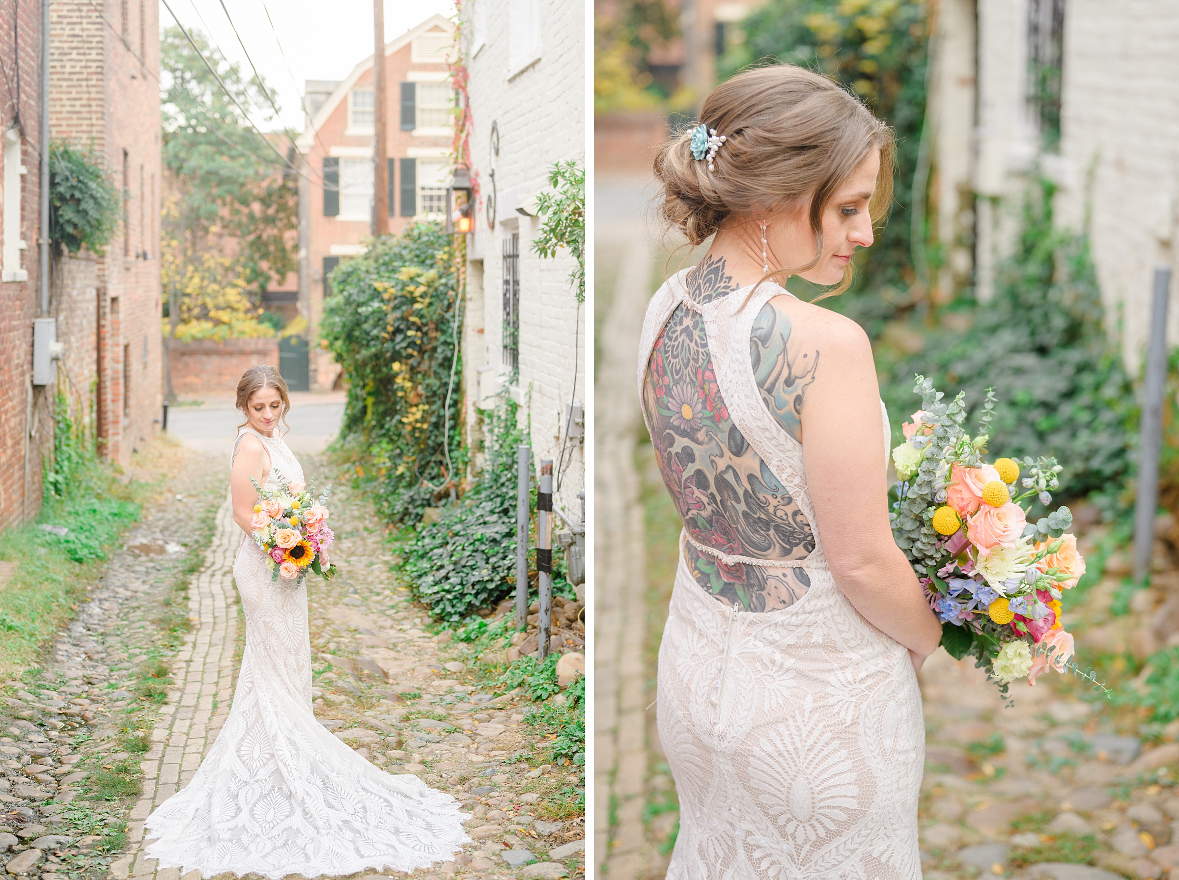Bridal session in Old Town Alexandria photographed by Maryland and Virginia Bridal Portrait Photographer Cait Kramer.