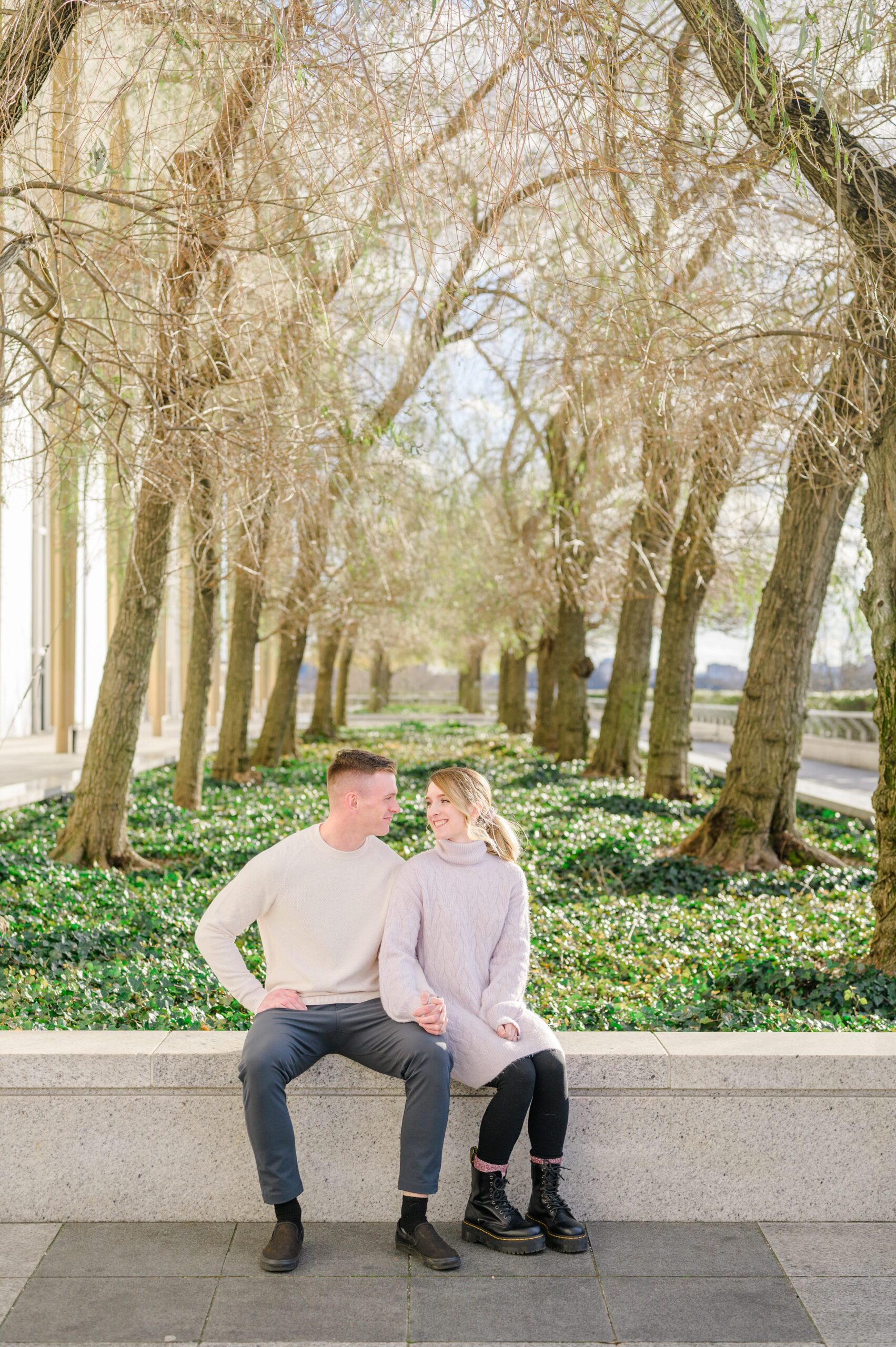 Engaged couple at the Kennedy Center for their summer engagement session Washington, D.C. photographed by Baltimore Wedding Photographer Cait Kramer Photography