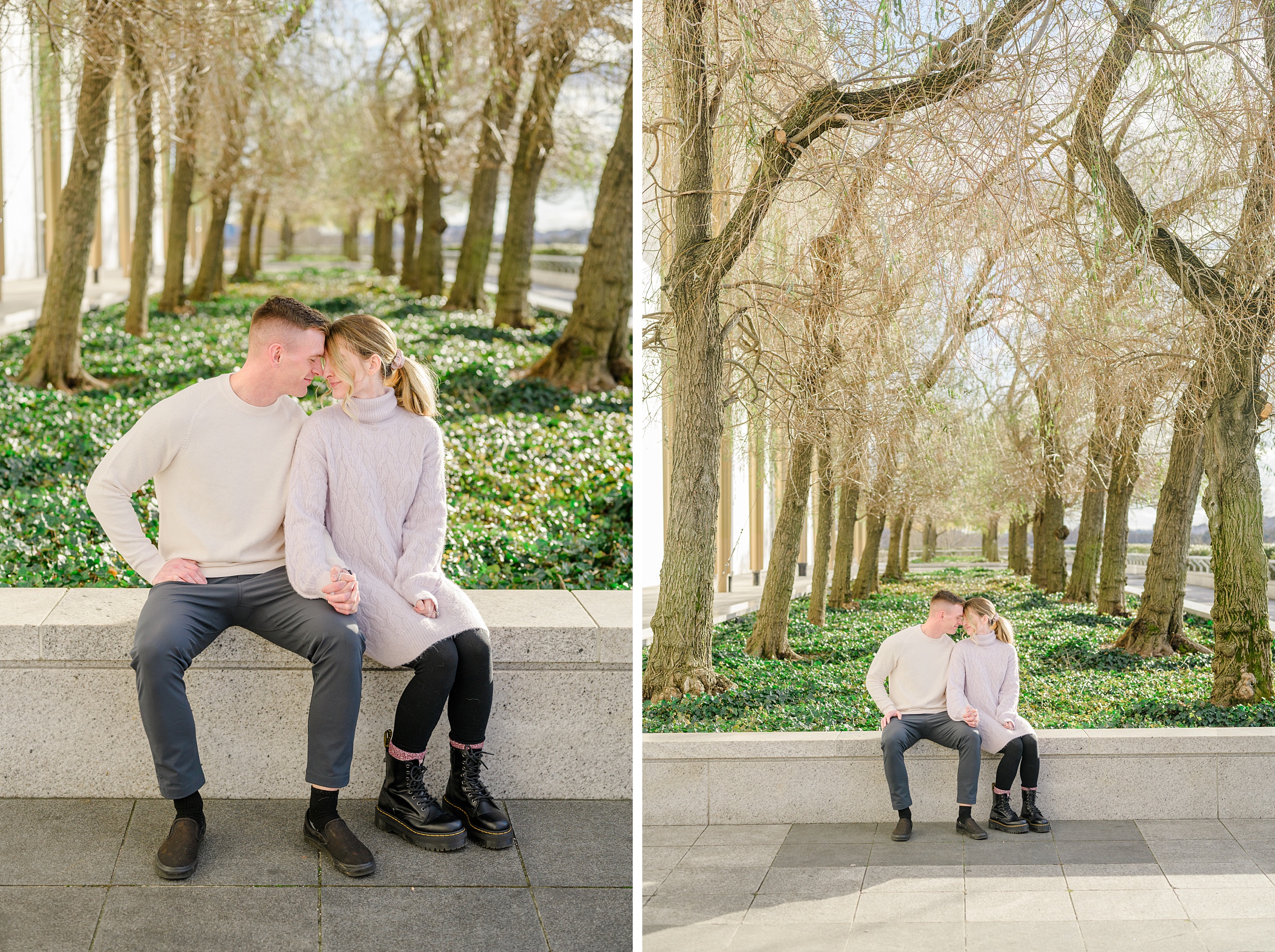 Engaged couple at the Kennedy Center for their summer engagement session Washington, D.C. photographed by Baltimore Wedding Photographer Cait Kramer Photography