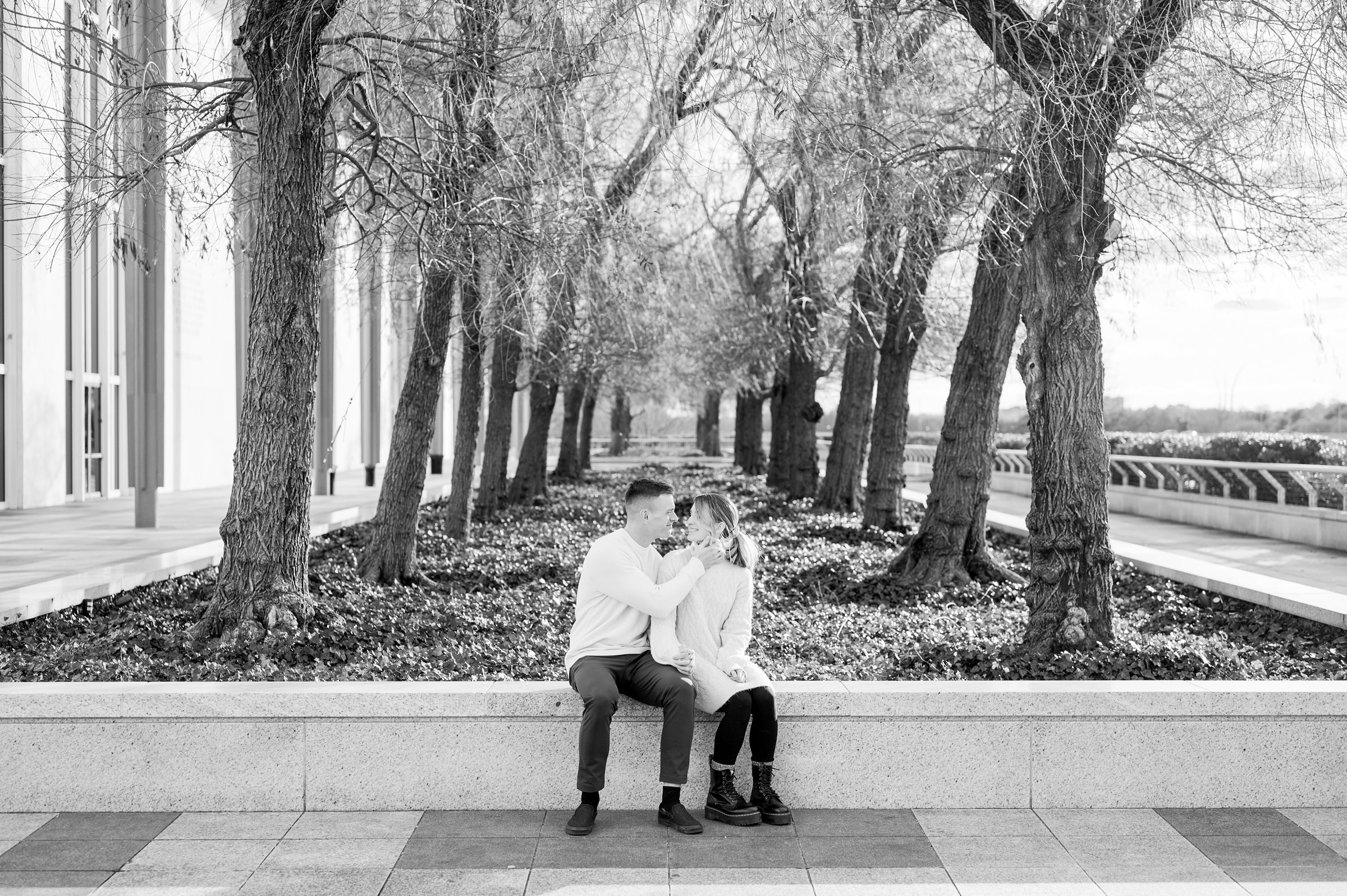 Engaged couple at the Kennedy Center for their summer engagement session Washington, D.C. photographed by Baltimore Wedding Photographer Cait Kramer Photography