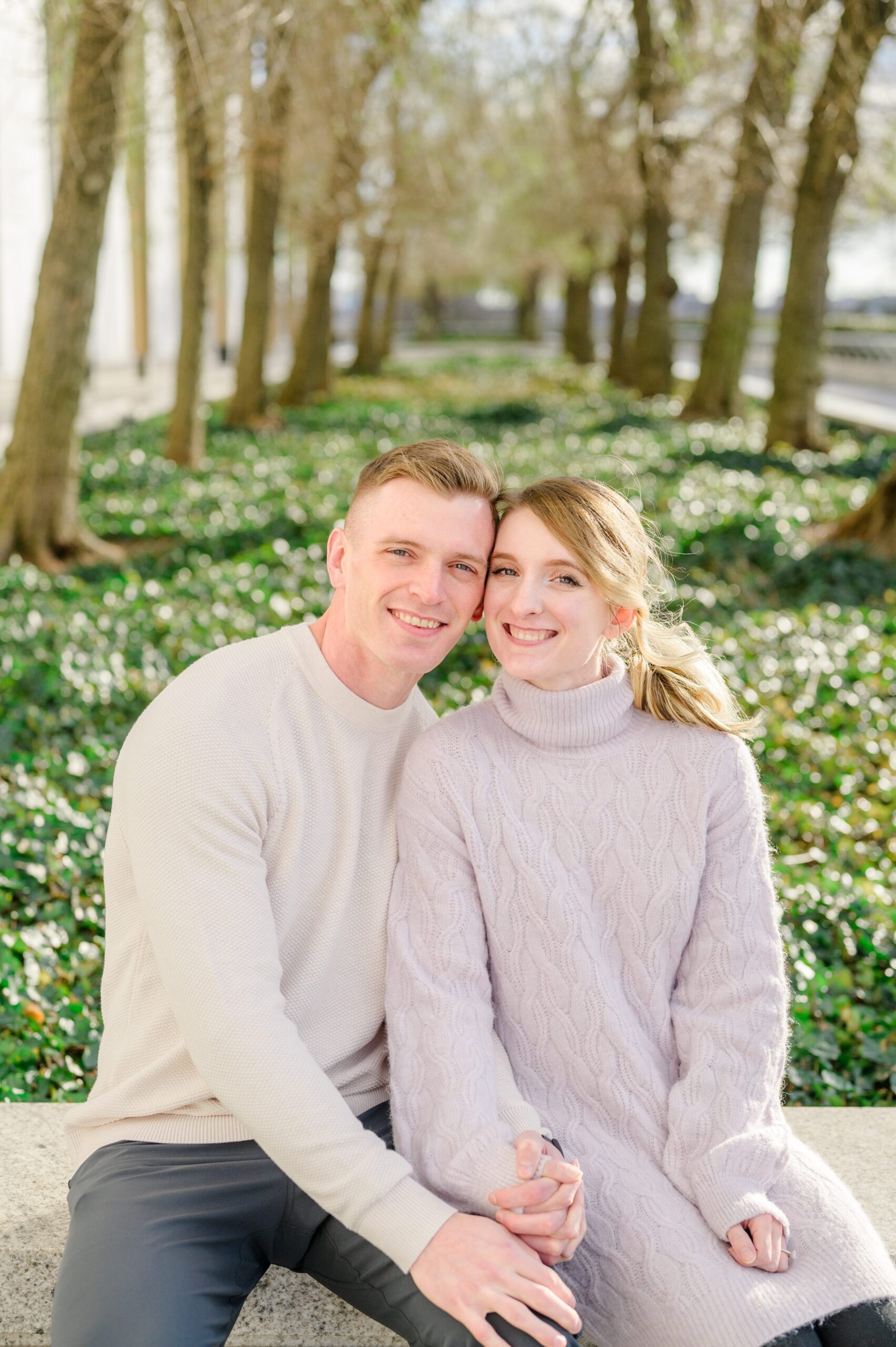 Engaged couple at the Kennedy Center for their summer engagement session Washington, D.C. photographed by Baltimore Wedding Photographer Cait Kramer Photography