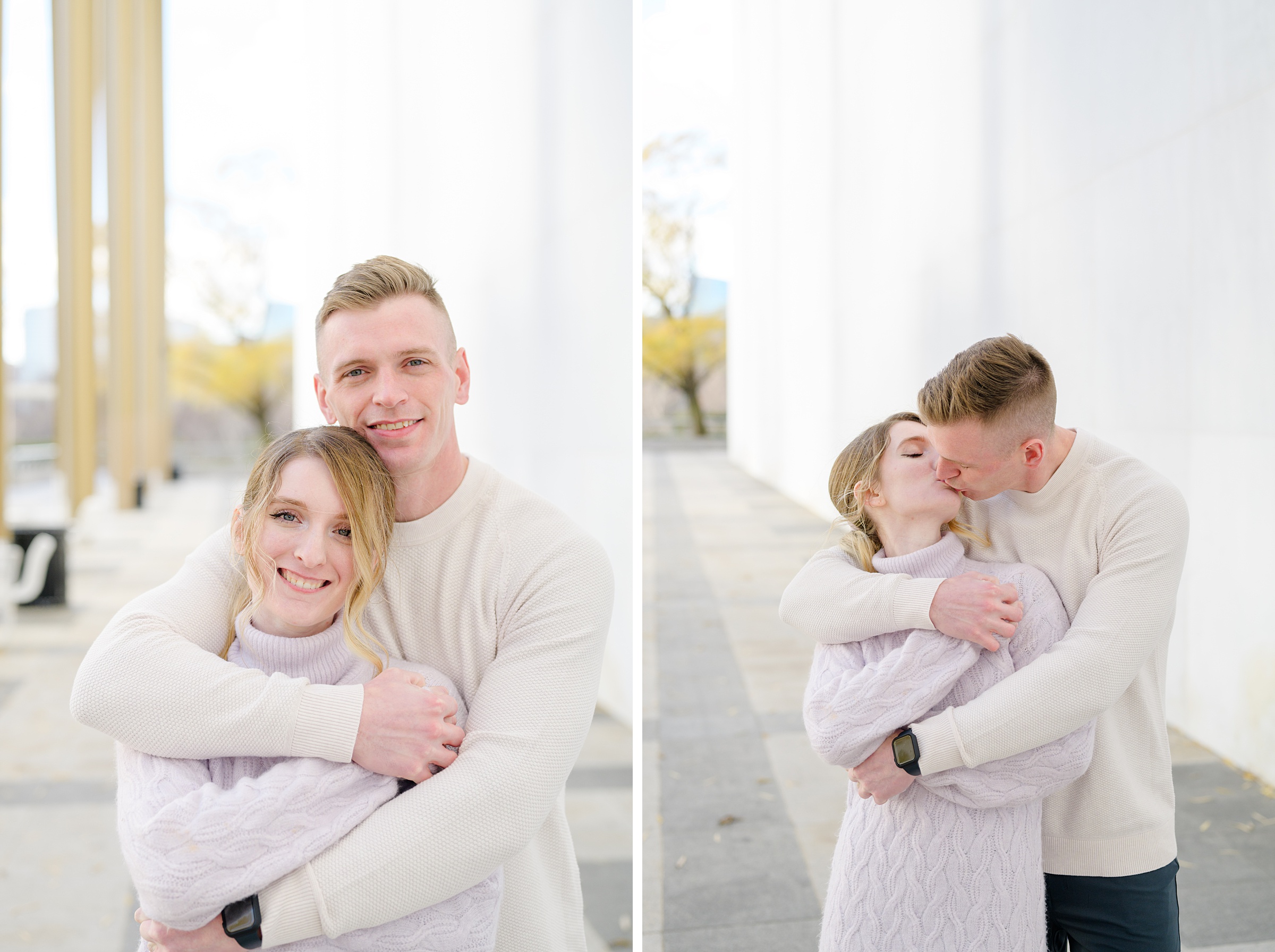 Engaged couple at the Kennedy Center for their summer engagement session Washington, D.C. photographed by Baltimore Wedding Photographer Cait Kramer Photography
