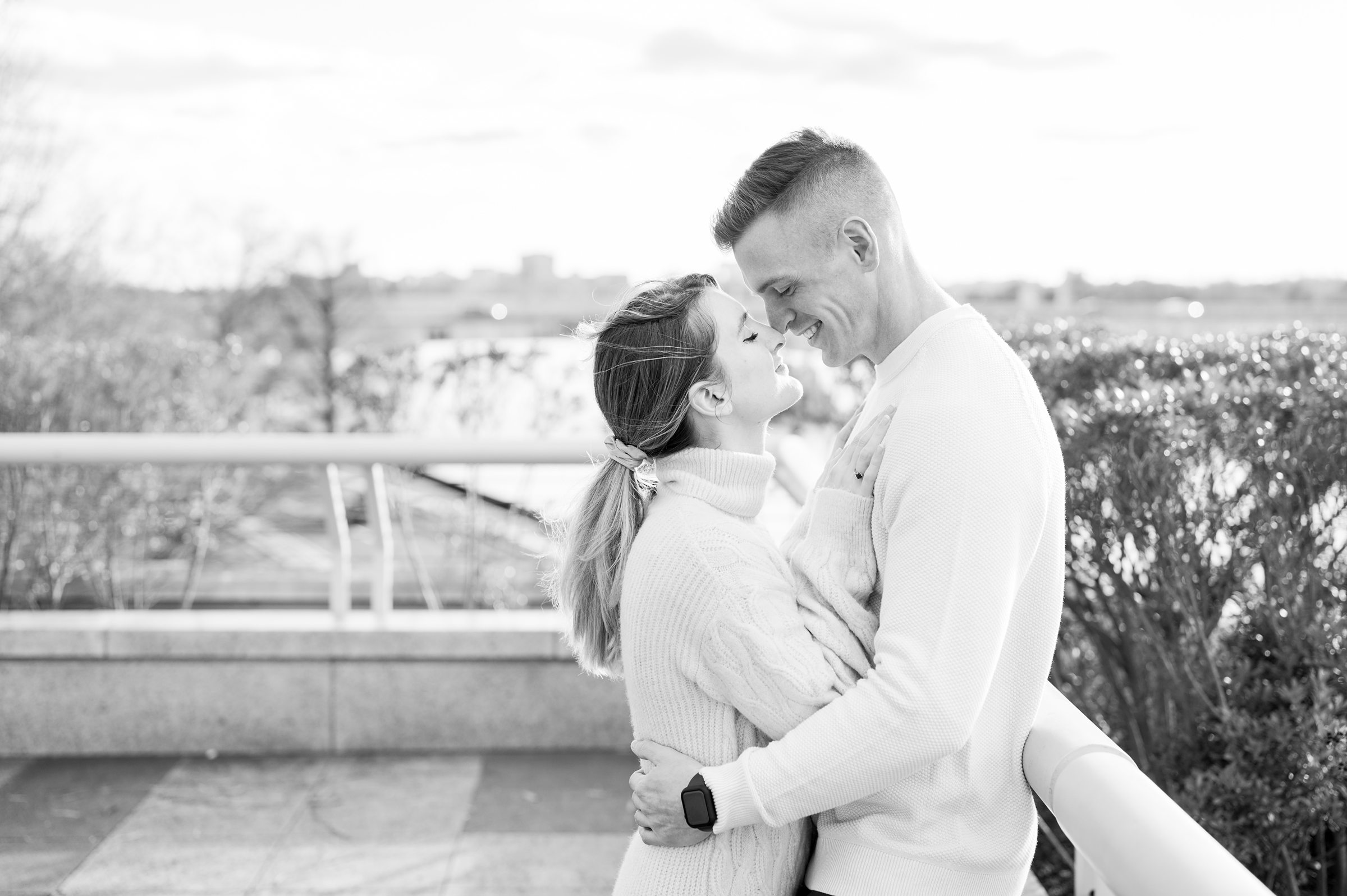 Engaged couple at the Kennedy Center for their summer engagement session Washington, D.C. photographed by Baltimore Wedding Photographer Cait Kramer Photography