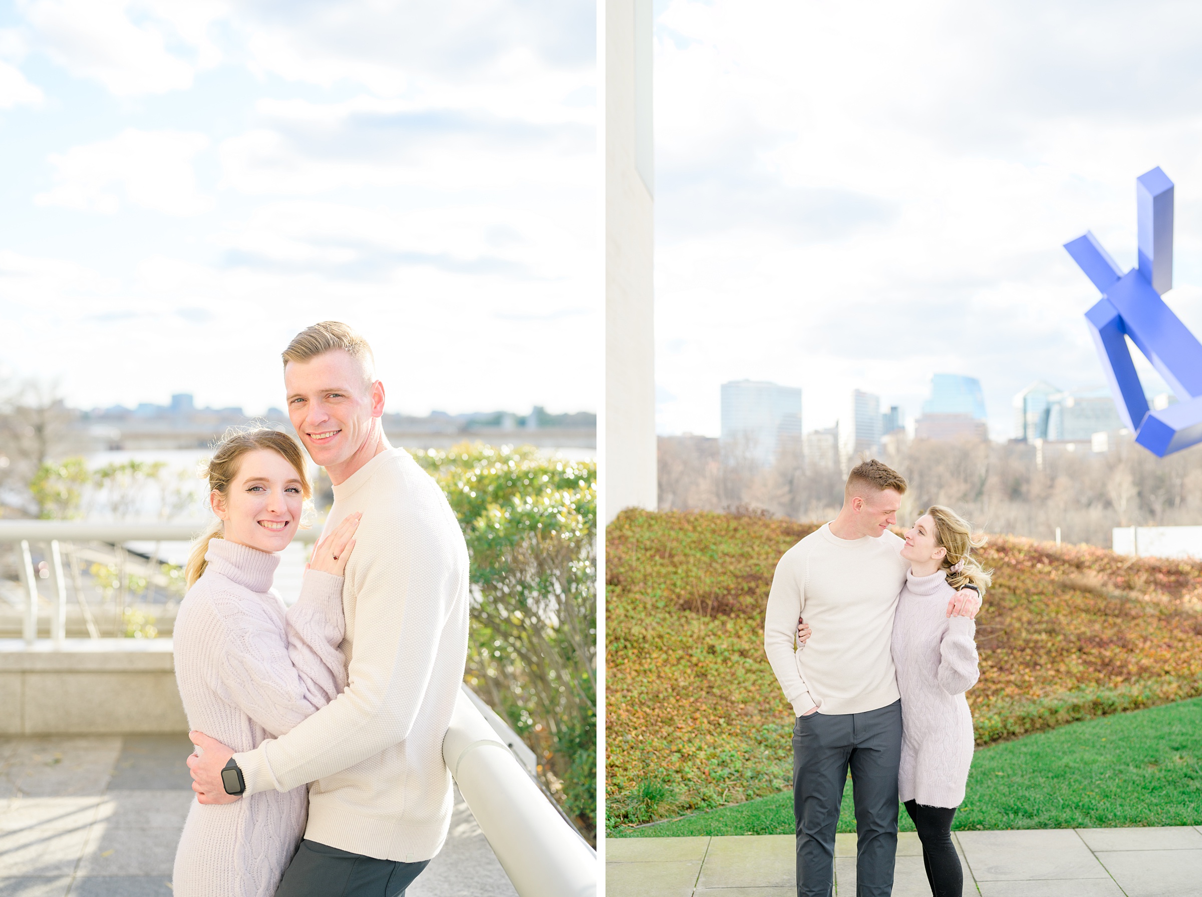 Engaged couple at the Kennedy Center for their summer engagement session Washington, D.C. photographed by Baltimore Wedding Photographer Cait Kramer Photography