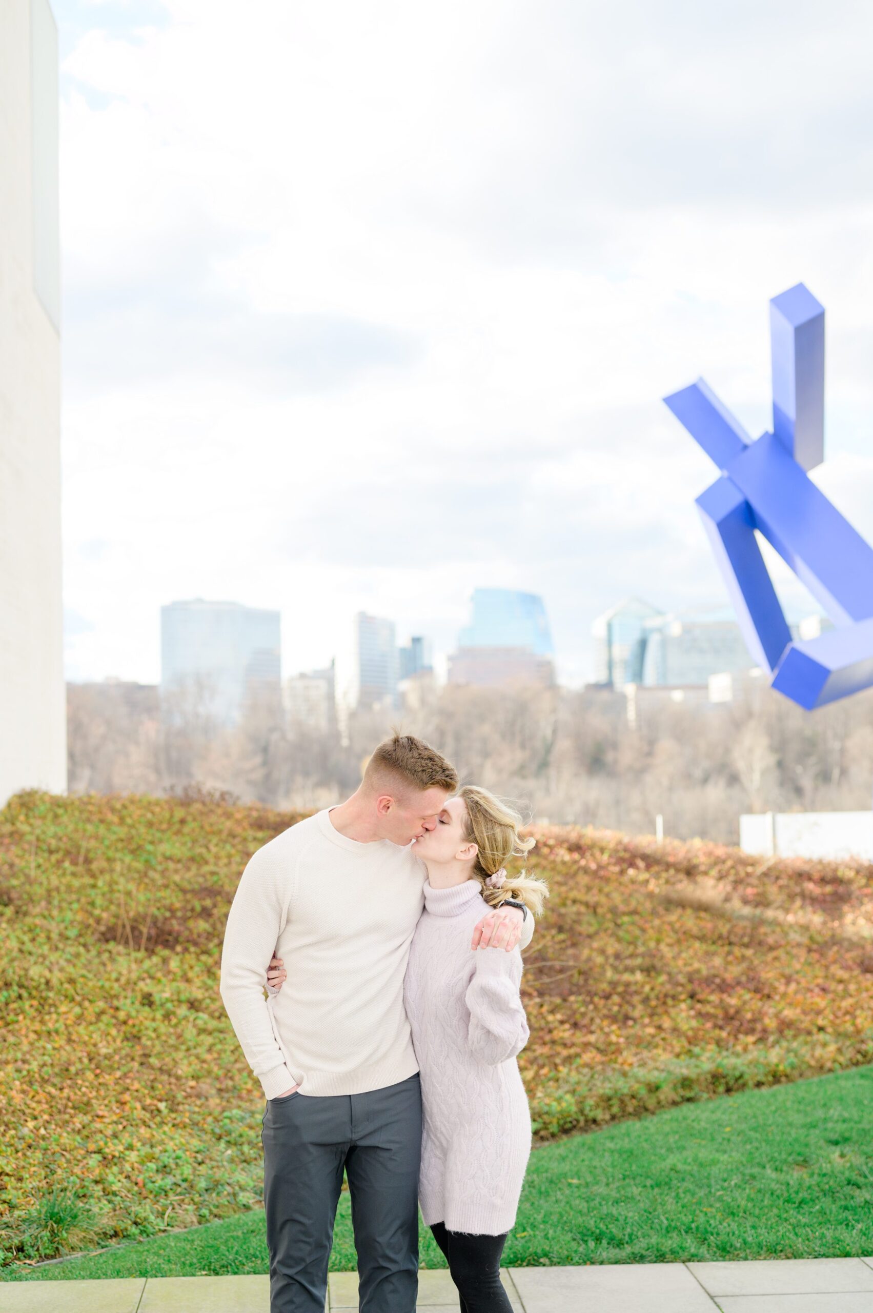 Engaged couple at the Kennedy Center for their summer engagement session Washington, D.C. photographed by Baltimore Wedding Photographer Cait Kramer Photography
