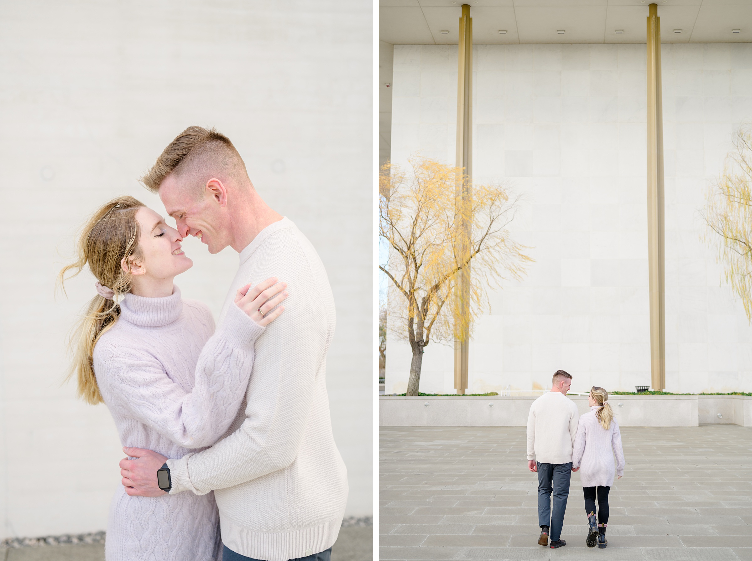 Engaged couple at the Kennedy Center for their summer engagement session Washington, D.C. photographed by Baltimore Wedding Photographer Cait Kramer Photography