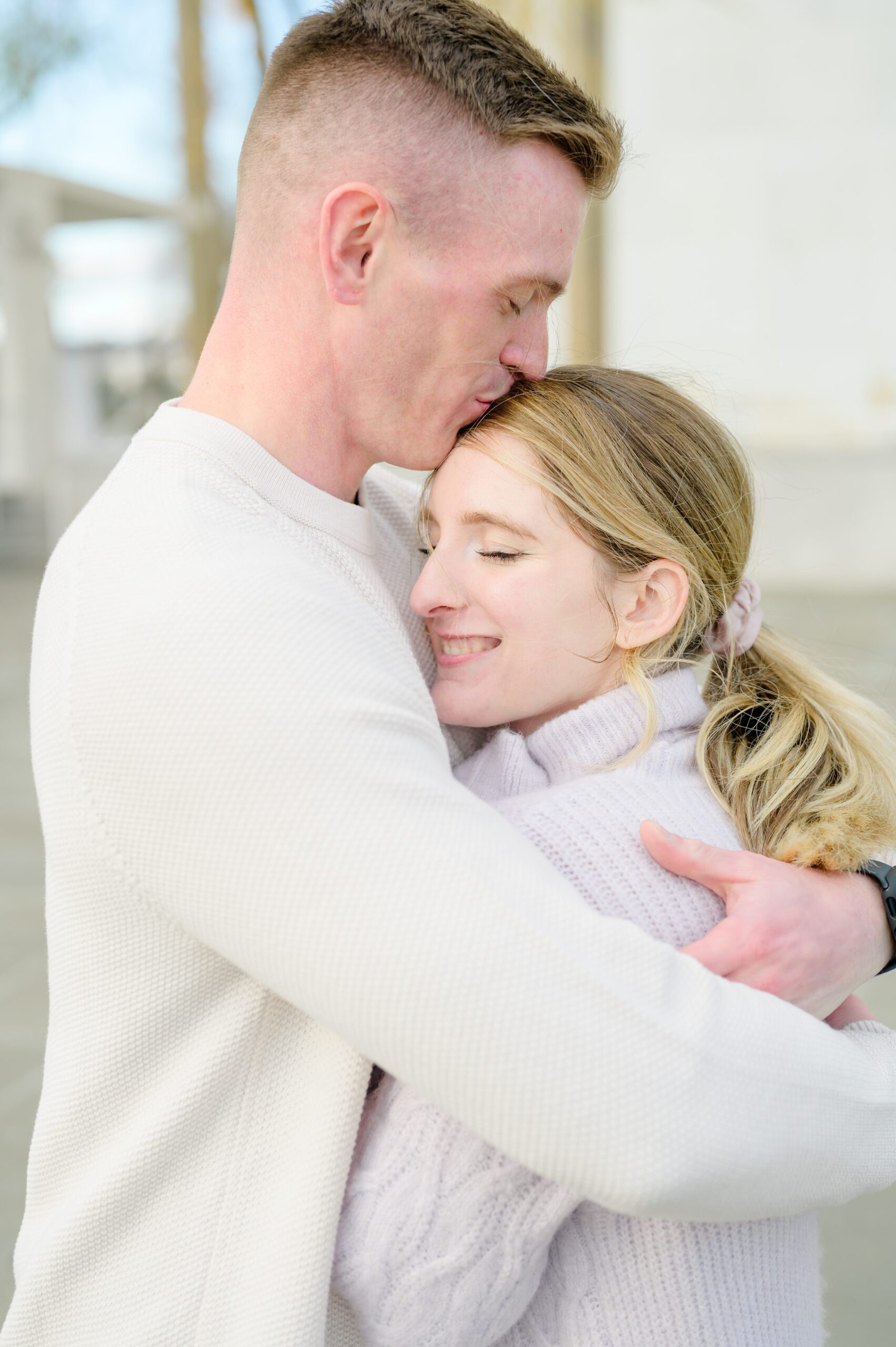 Engaged couple at the Kennedy Center for their summer engagement session Washington, D.C. photographed by Baltimore Wedding Photographer Cait Kramer Photography
