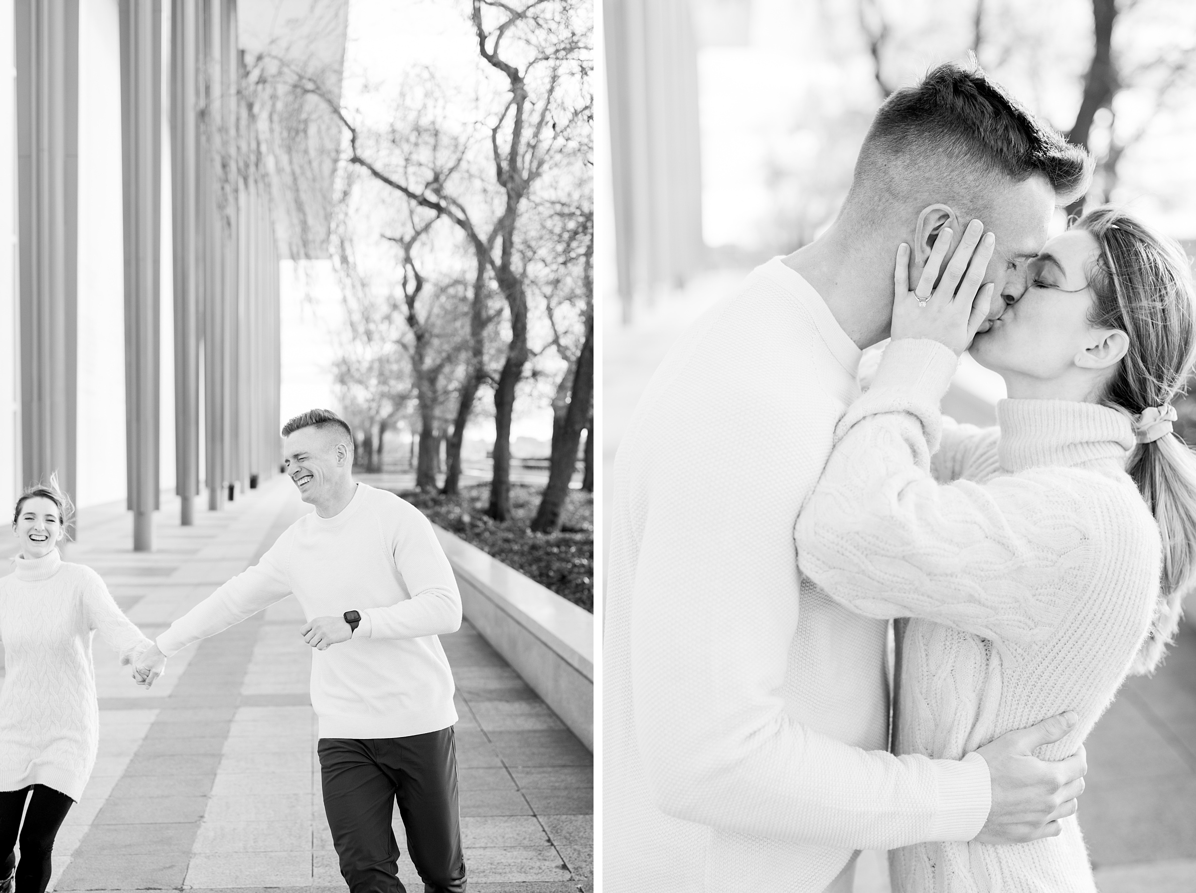 Engaged couple at the Kennedy Center for their summer engagement session Washington, D.C. photographed by Baltimore Wedding Photographer Cait Kramer Photography