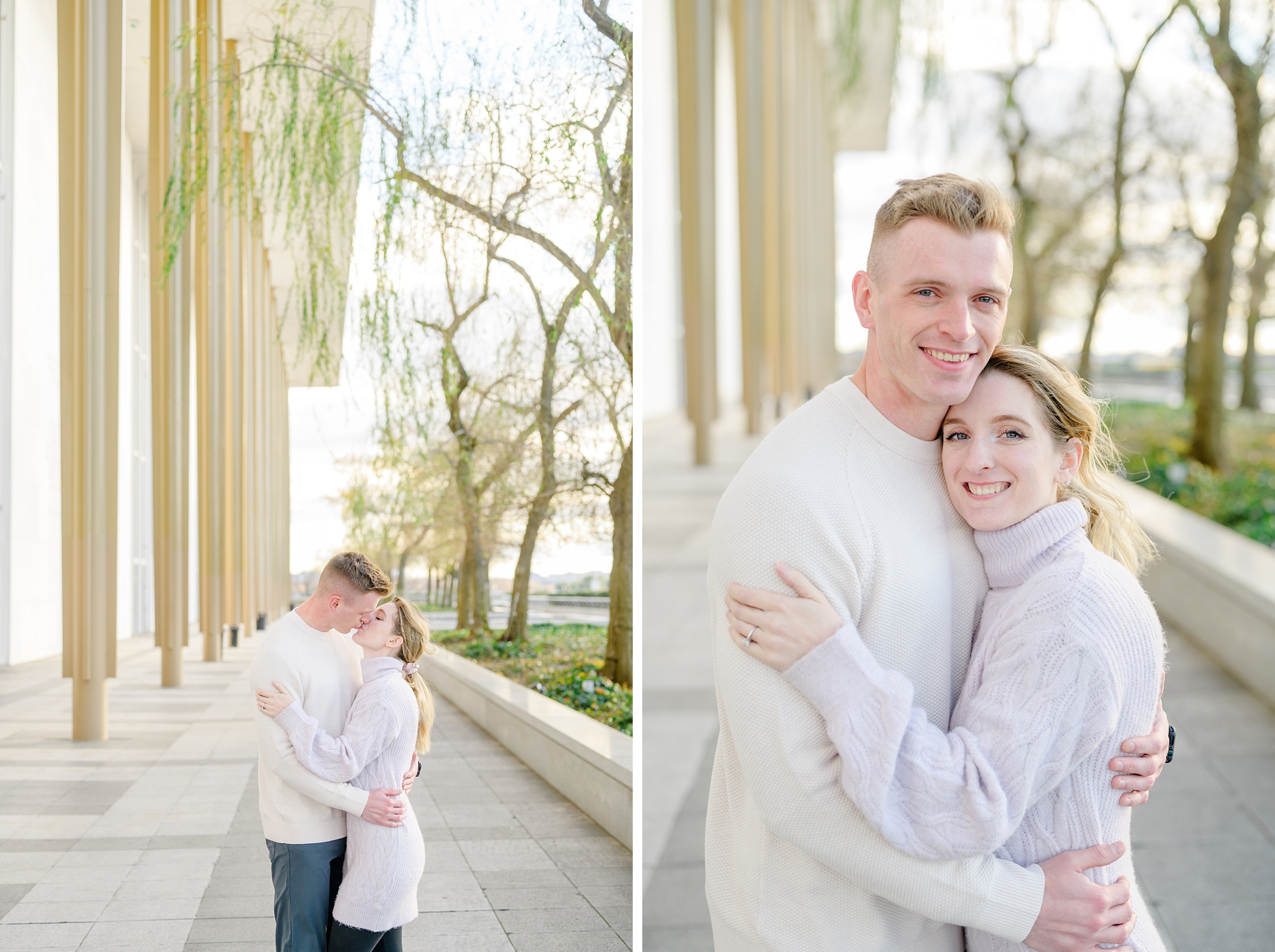 Engaged couple at the Kennedy Center for their summer engagement session Washington, D.C. photographed by Baltimore Wedding Photographer Cait Kramer Photography